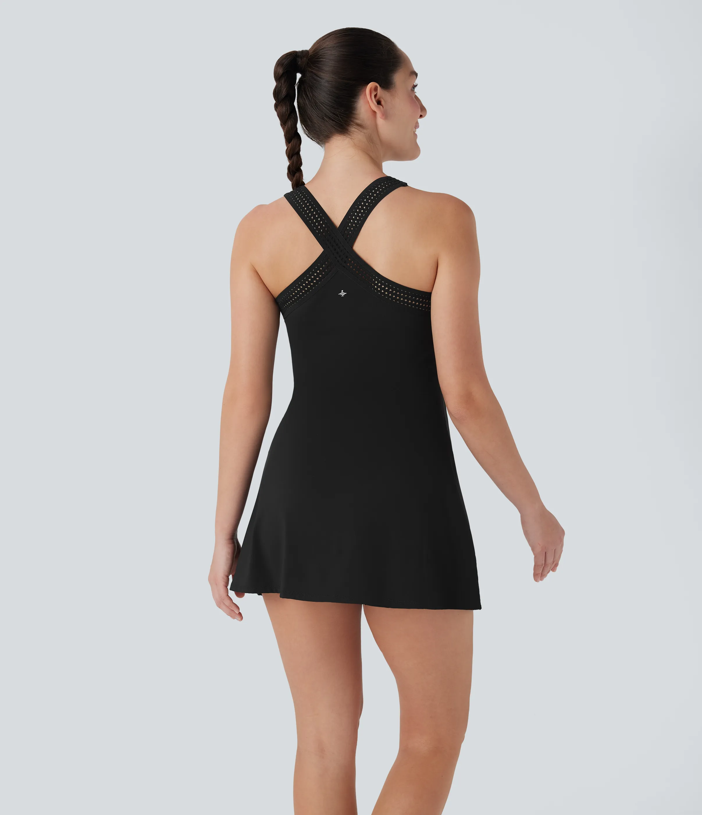 Halara Vestido corto de yoga 2 en 1 Softlyzero™ Airy con escote halter, espalda descubierta, tacto fresco con bolsillos laterales - Edición Easy Peezy UPF 50+ - Black - XS sold by Halara product image thumbnail 3
