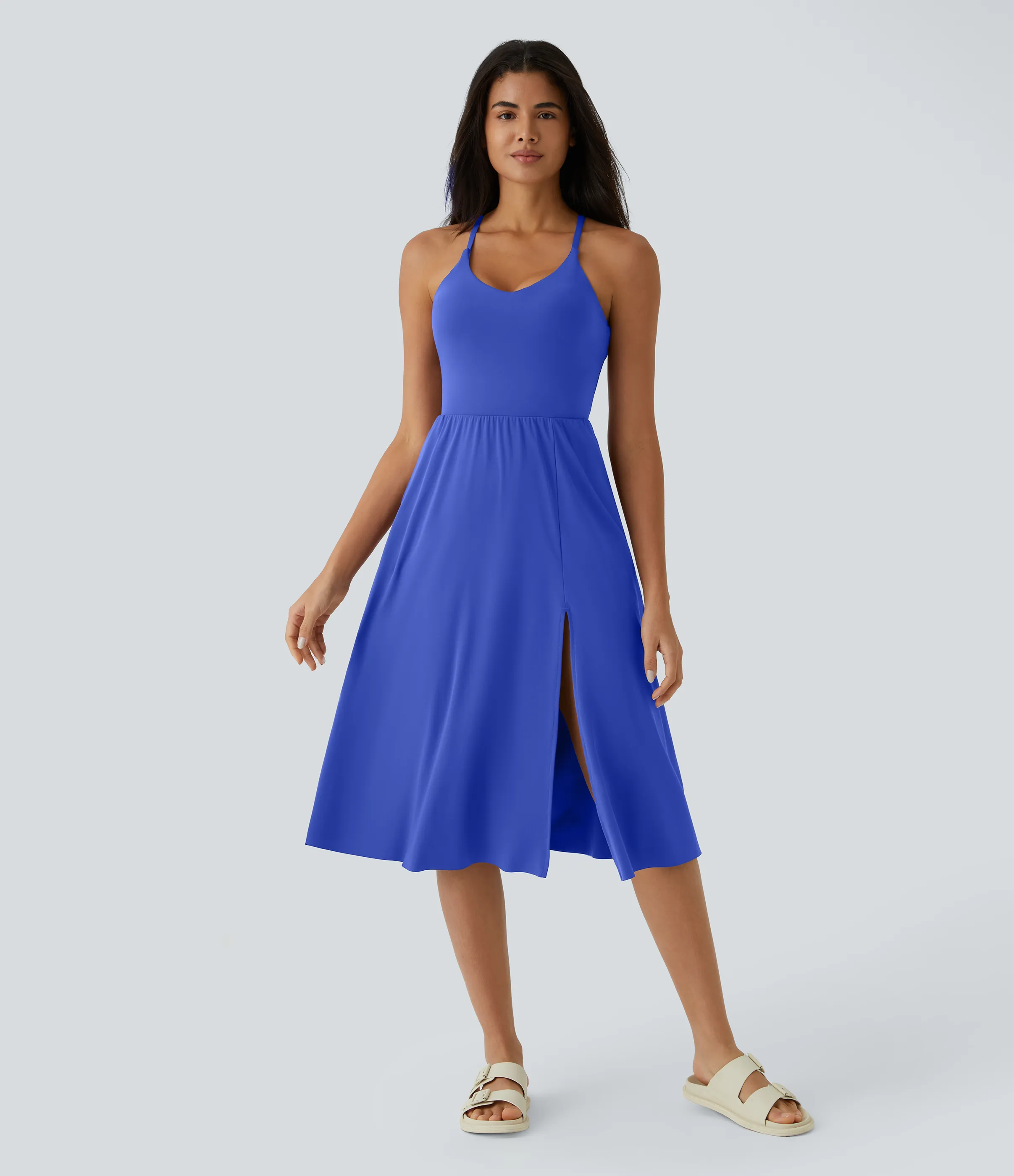 Halara Vestido midi bolsillo lateral espalda cruzada - Aster Blue - L sold by Halara product image thumbnail 5