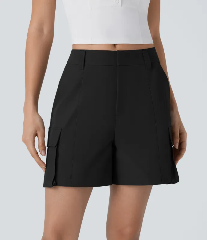 Halara Pantalón corto golf cargo tiro medio repelente agua múltiple bolsillo (bolsillo tee golf) - Black - M sold by Halara