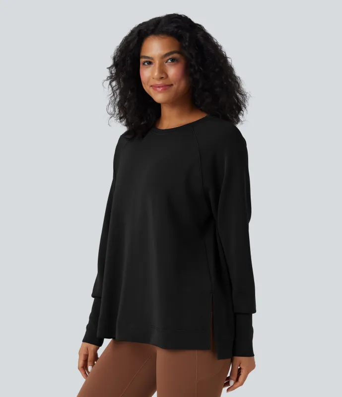 Halara Sudadera casual de manga larga y cuello redondo - Black - S sold by Halara