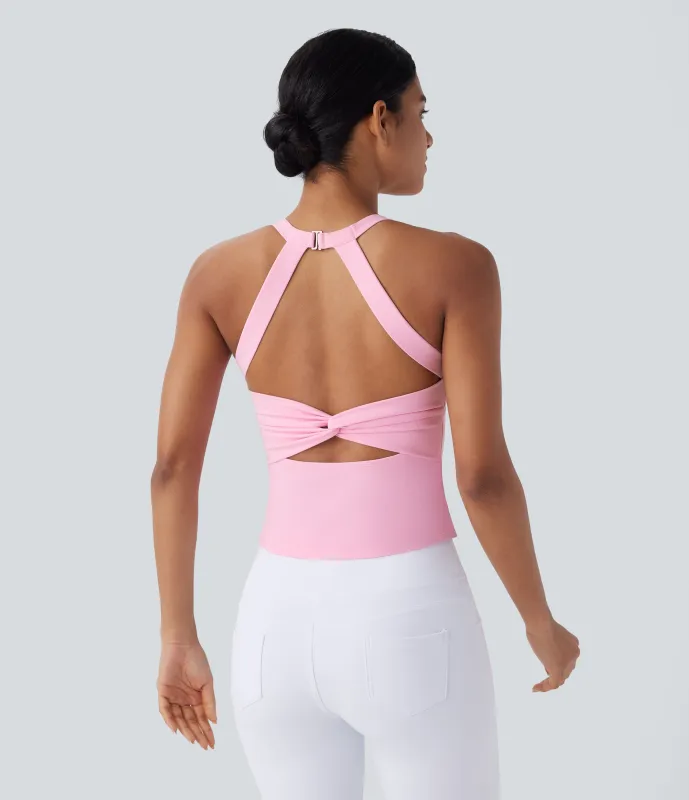 Halara Top de yoga SoftlyZero™ Plush afelpado con abertura en copas D-F - Nosegay - XL sold by Halara