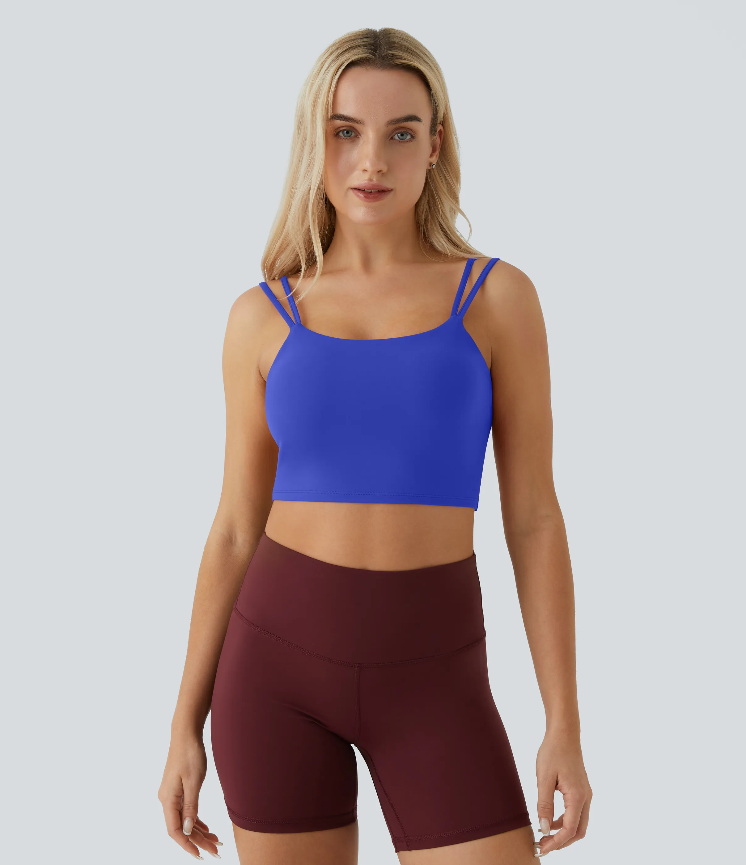 Halara Top corto de yoga con tirantes dobles, espalda cruzada y retorcida en copas D-F - Night Sky Blue - L sold by Halara product image thumbnail 3