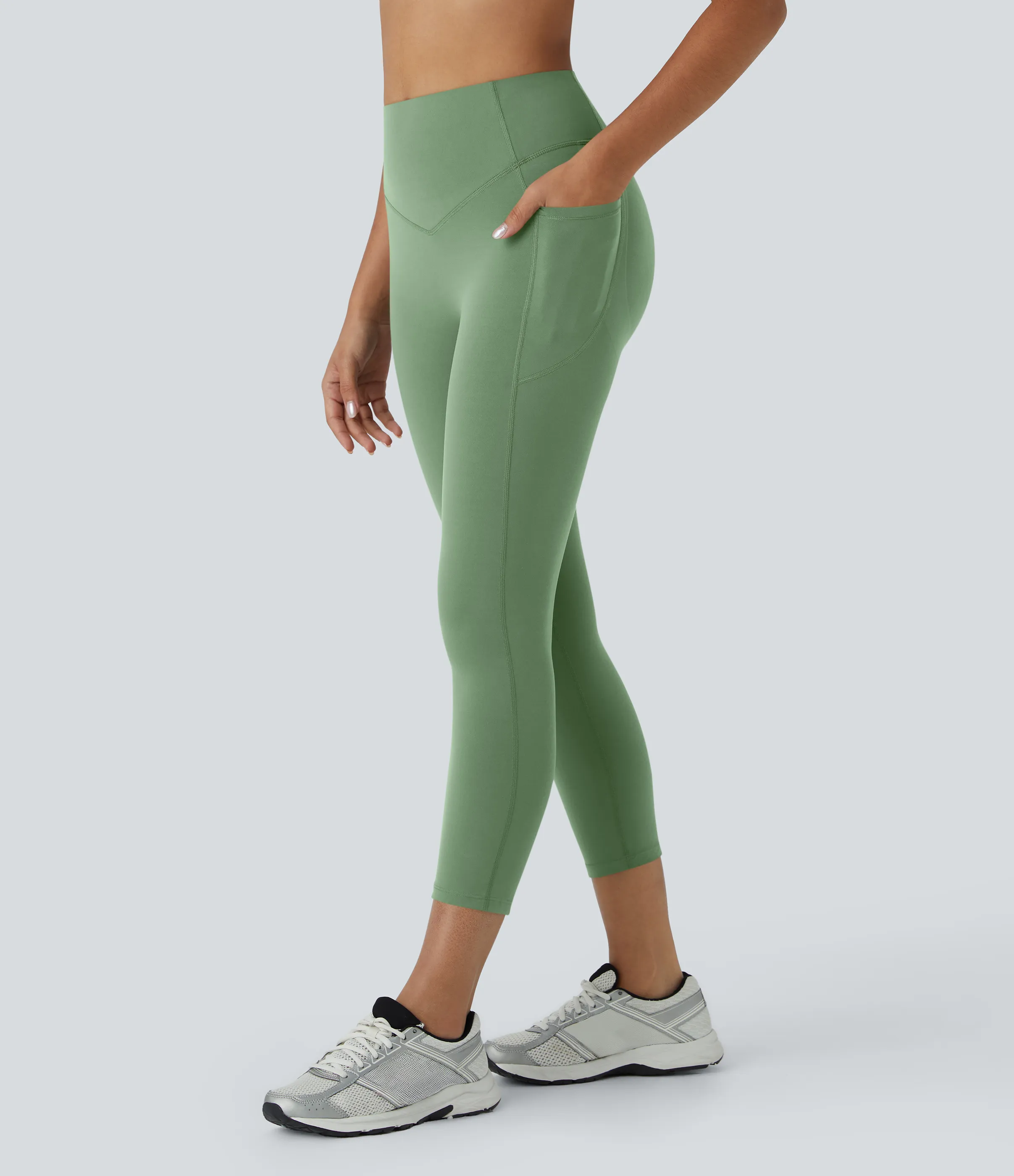 Halara Leggings SoCinched UltraSculpt capri moldeador tiro alto bolsillo lateral control abdomen realce glúteo - Kashmir - XS sold by Halara product image thumbnail 4