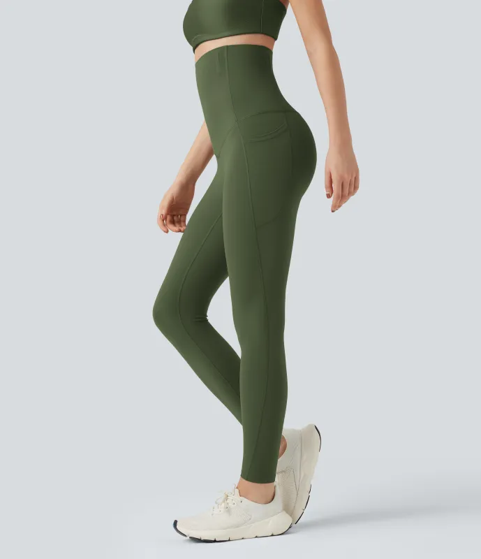 Halara Leggings moldeadores Halara UltraSculpt™ de tiro alto con diseño con control de abdomen y bolsillos - Deep Woodland Green - XL(7/8) sold by Halara