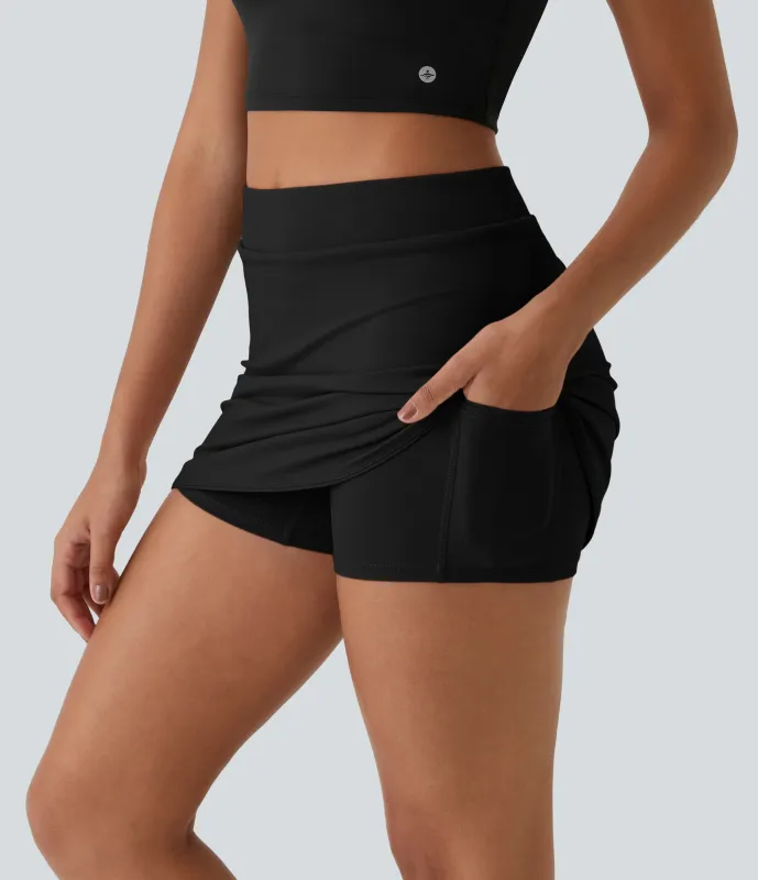 Halara Mini Falda golf 2 en 1 tiro alto bolsillo lateral Everyday-Clarity - Black - XL sold by Halara