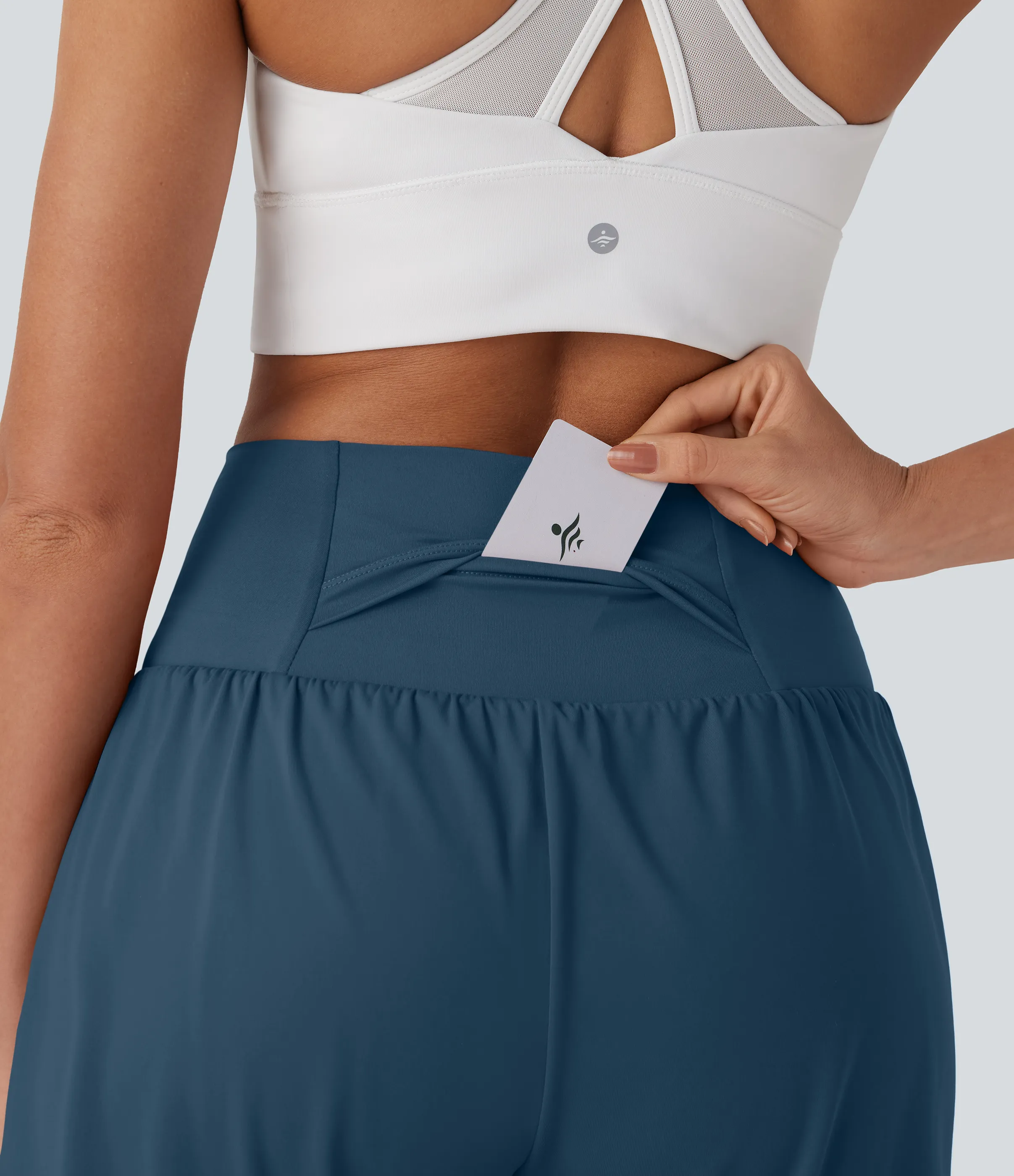 Halara Pantalones cortos de yoga Softlyzero™ Airy 2 en 1 de 17.5cm de tiro alto con tacto fresco y bolsillos - Majolica Blue - XL sold by Halara product image thumbnail 5