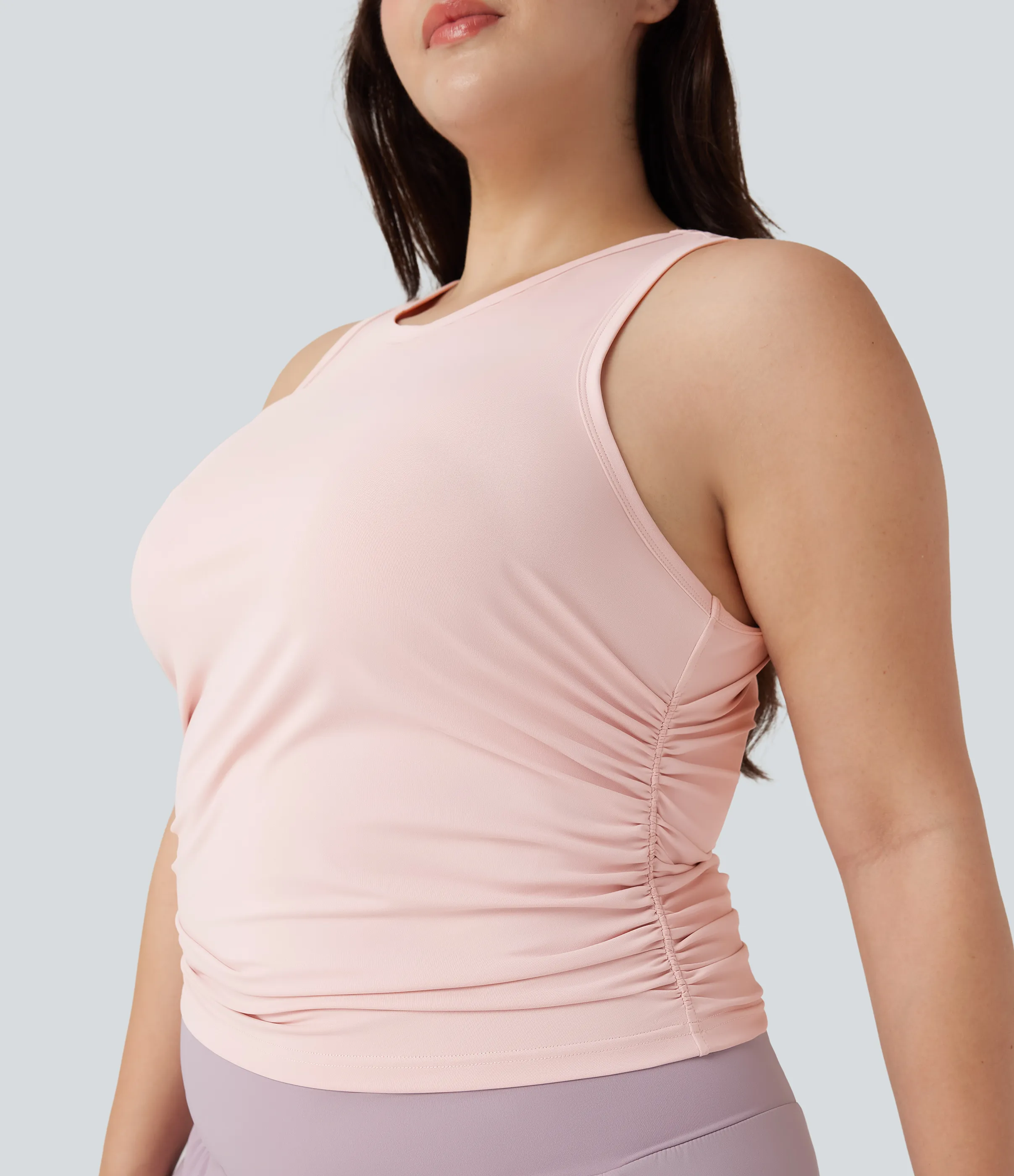 Halara Camiseta de yoga fruncida con espalda cruzada y cuello redondo en tallas grandes - Veiled Pink - 3X sold by Halara product image thumbnail 5