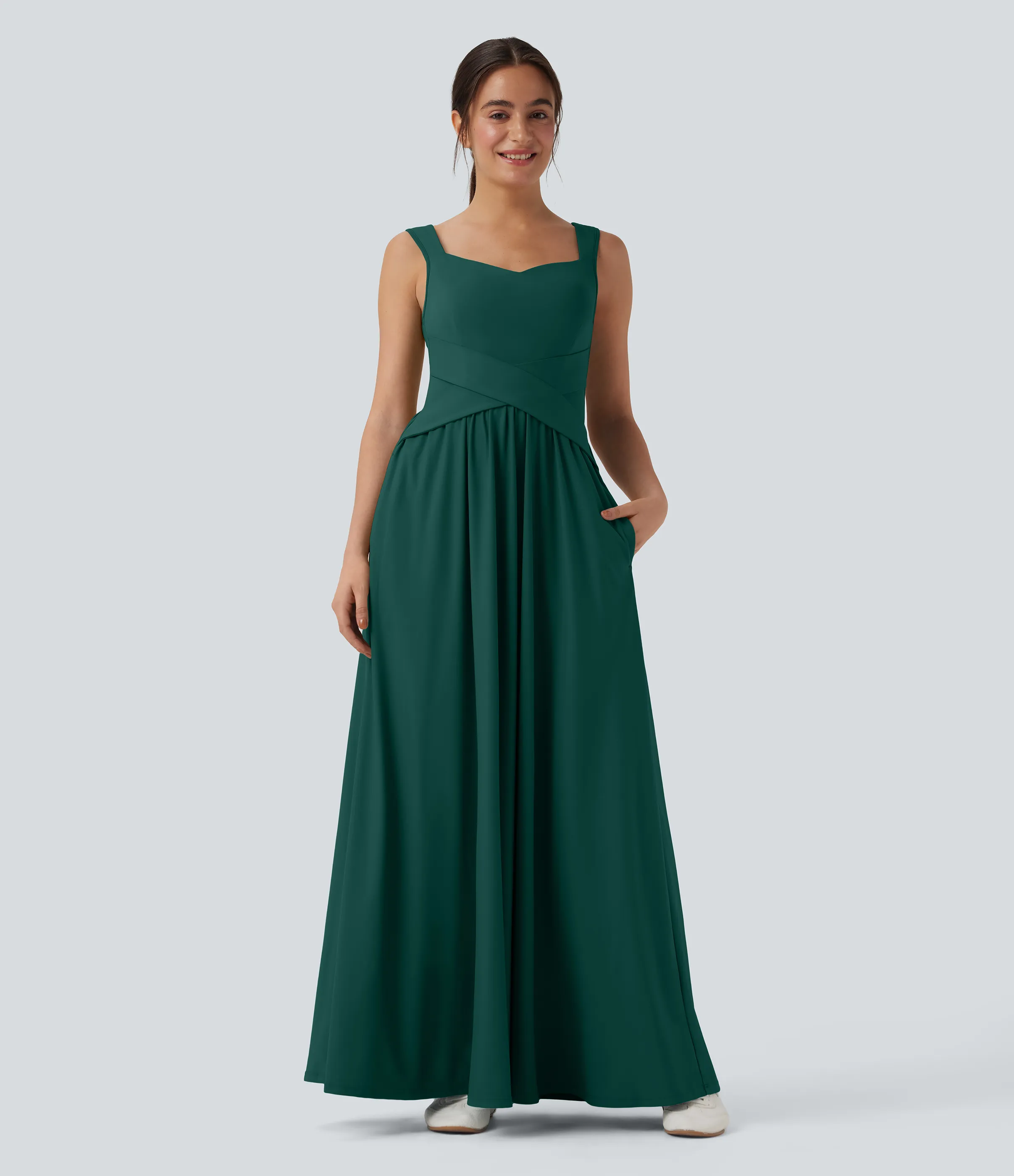 Halara Vestido largo maxi casual fluido con bolsillos - Rain Forest - S sold by Halara product image thumbnail 4