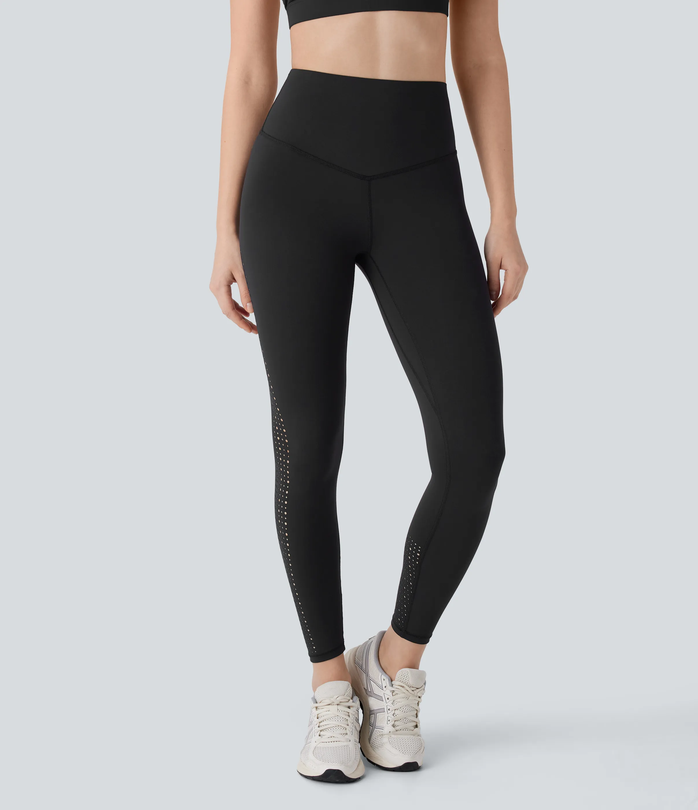 Halara Leggings SpeedWave™ SoCinched malla entrenamiento tiro alto perforada secado rápido control abdominal - Black - XL(7/8) sold by Halara product image thumbnail 4