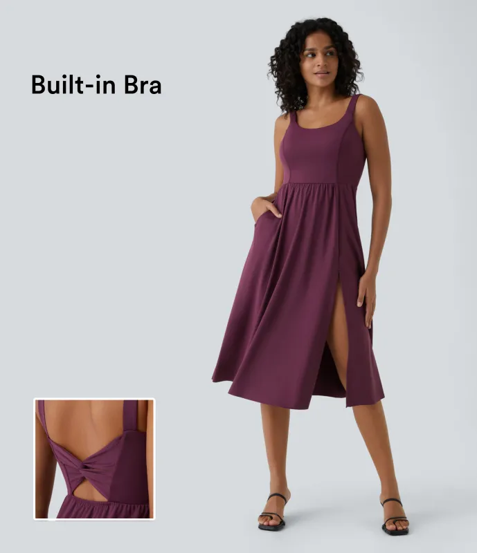 Halara Vestido casual midi con relleno en copas D-F - Fig - L sold by Halara