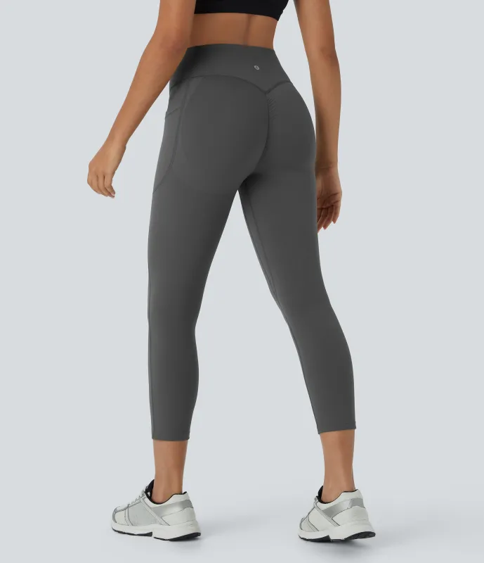 Halara Leggings SoCinched UltraSculpt capri moldeador tiro alto bolsillo lateral control abdomen realce glúteo - Volcanic Ash - L sold by Halara