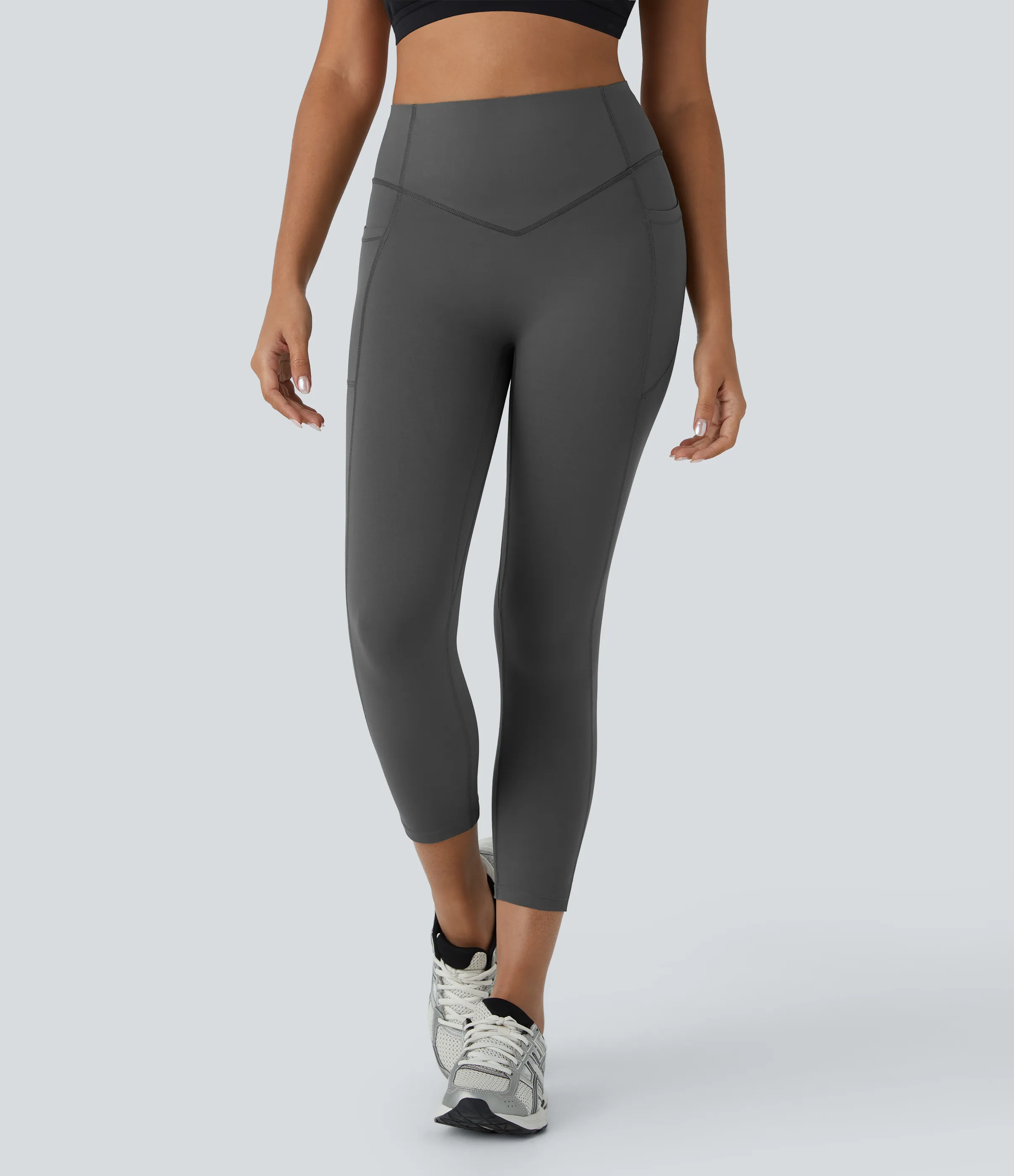 Halara Leggings SoCinched UltraSculpt capri moldeador tiro alto bolsillo lateral control abdomen realce glúteo - Volcanic Ash - L sold by Halara product image thumbnail 3