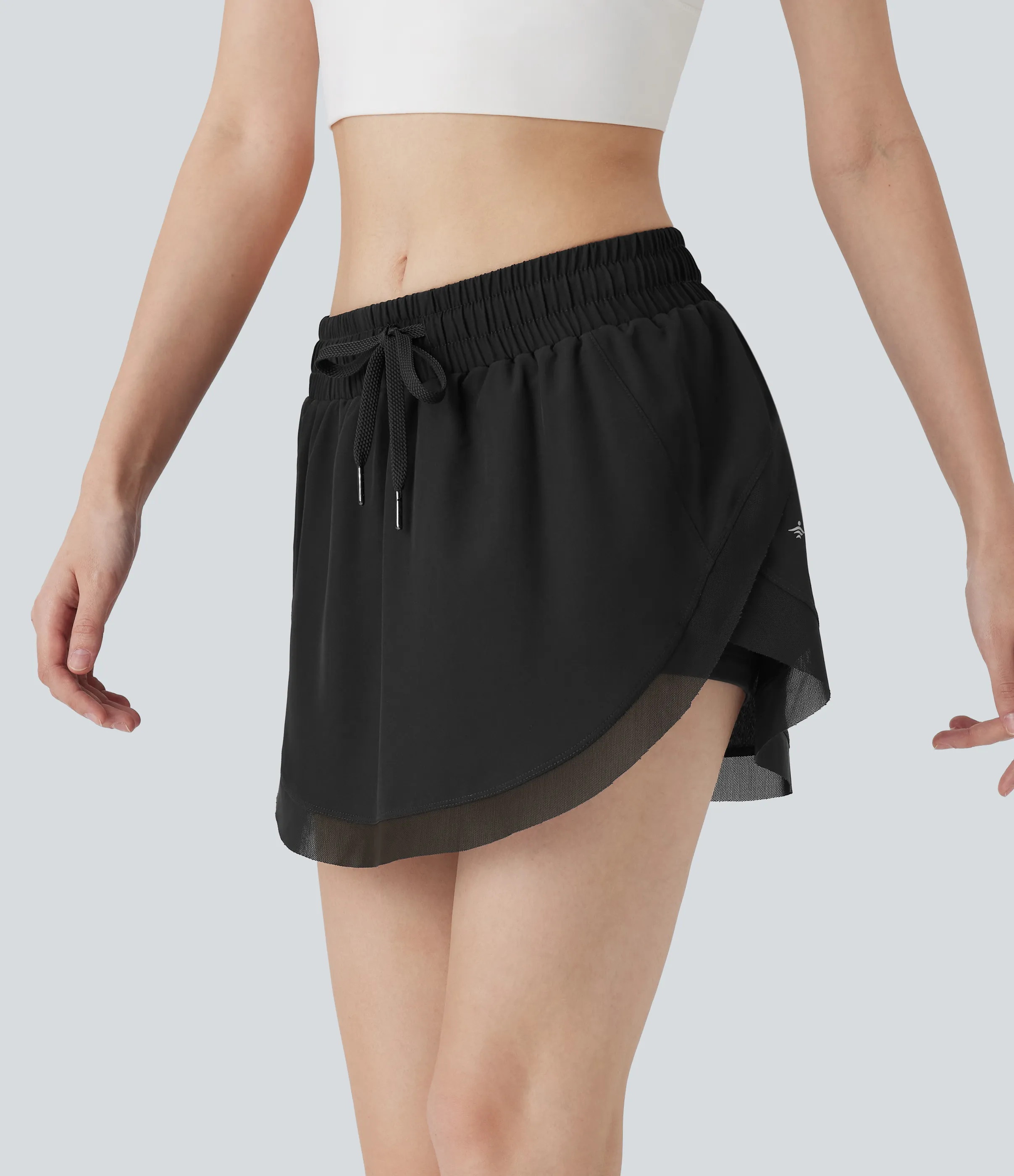 Halara Minifalda de tenis 2 en 1 de tiro medio con cordón y tejido en contraste con bolsillos laterales - Black - M sold by Halara product image thumbnail 4