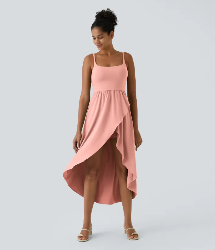 Halara Vestido Midi Breezeful™ 2 piezas tiro alto bajo sin espalda holgado secado rápido bolsillo lateral - Blossom - XL made by Halara