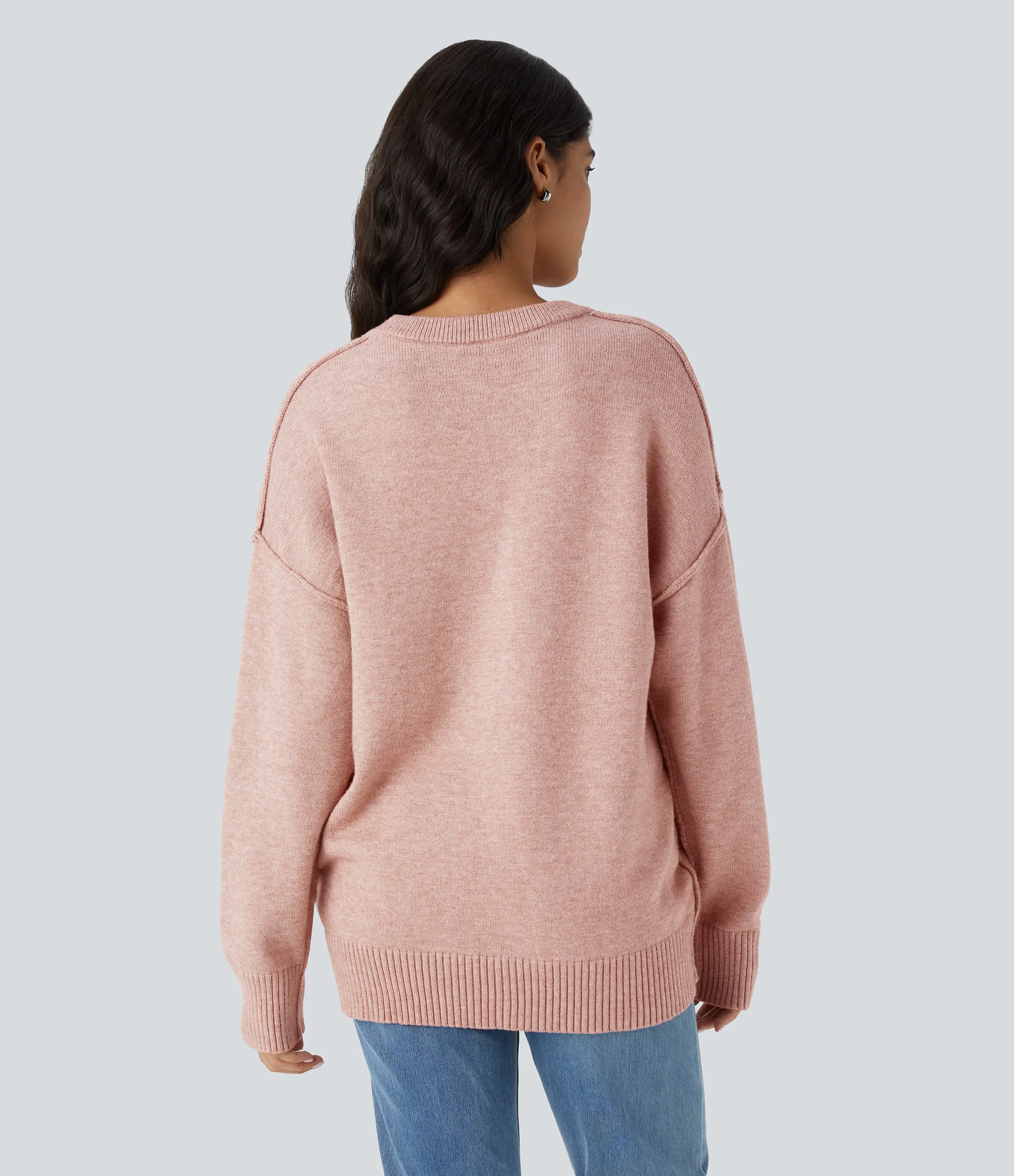 Halara Suéter manga larga hombro caído cuello redondo - Peachskin - M sold by Halara product image thumbnail 3