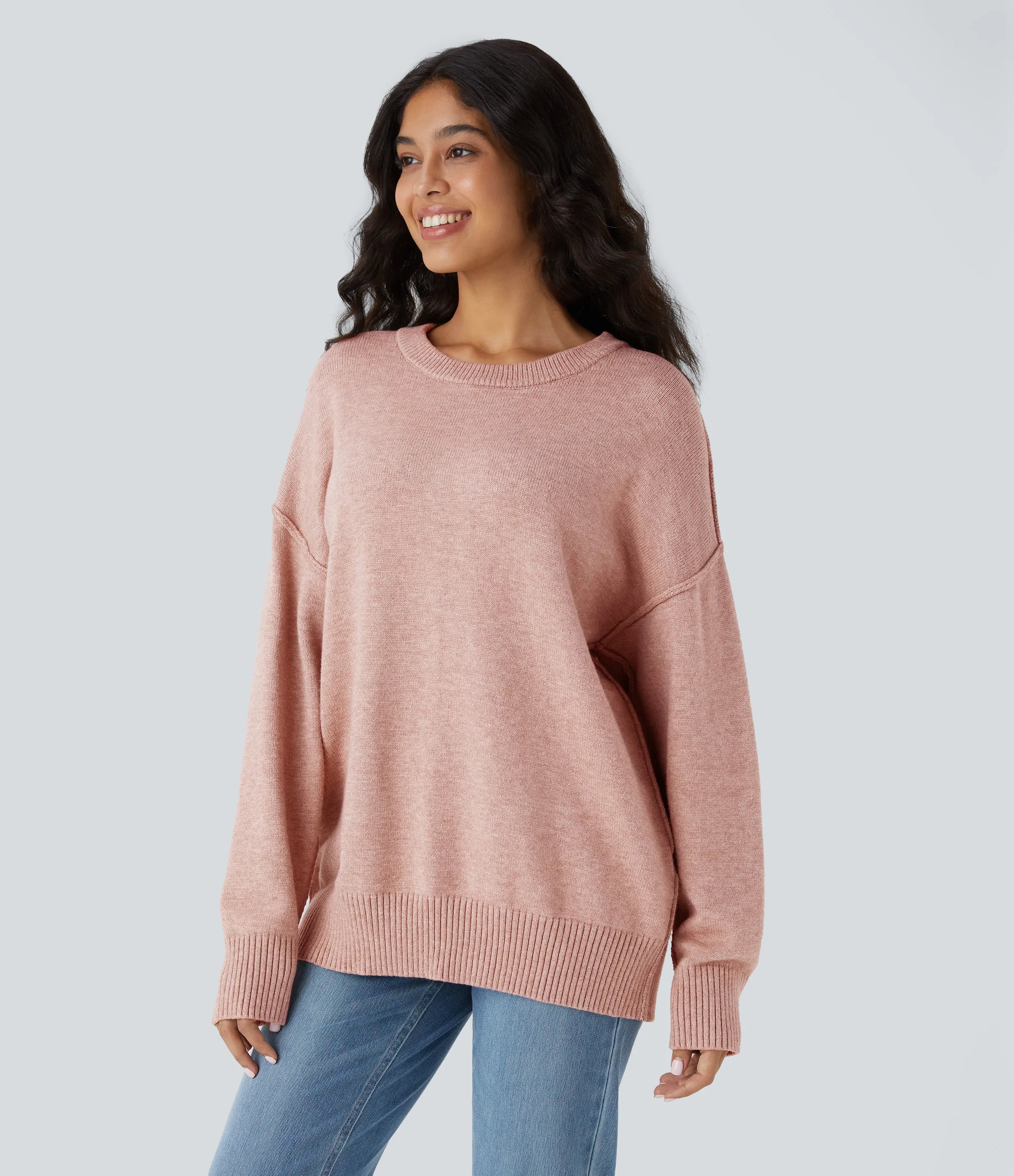 Halara Suéter manga larga hombro caído cuello redondo - Peachskin - M sold by Halara product image thumbnail 4