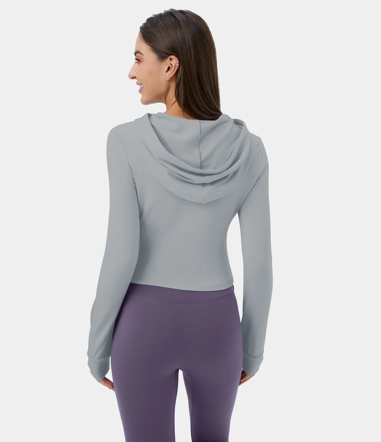 Halara Sudadera con capucha informal y cordón recortado - Mist Grey - XS sold by Halara product image thumbnail 3