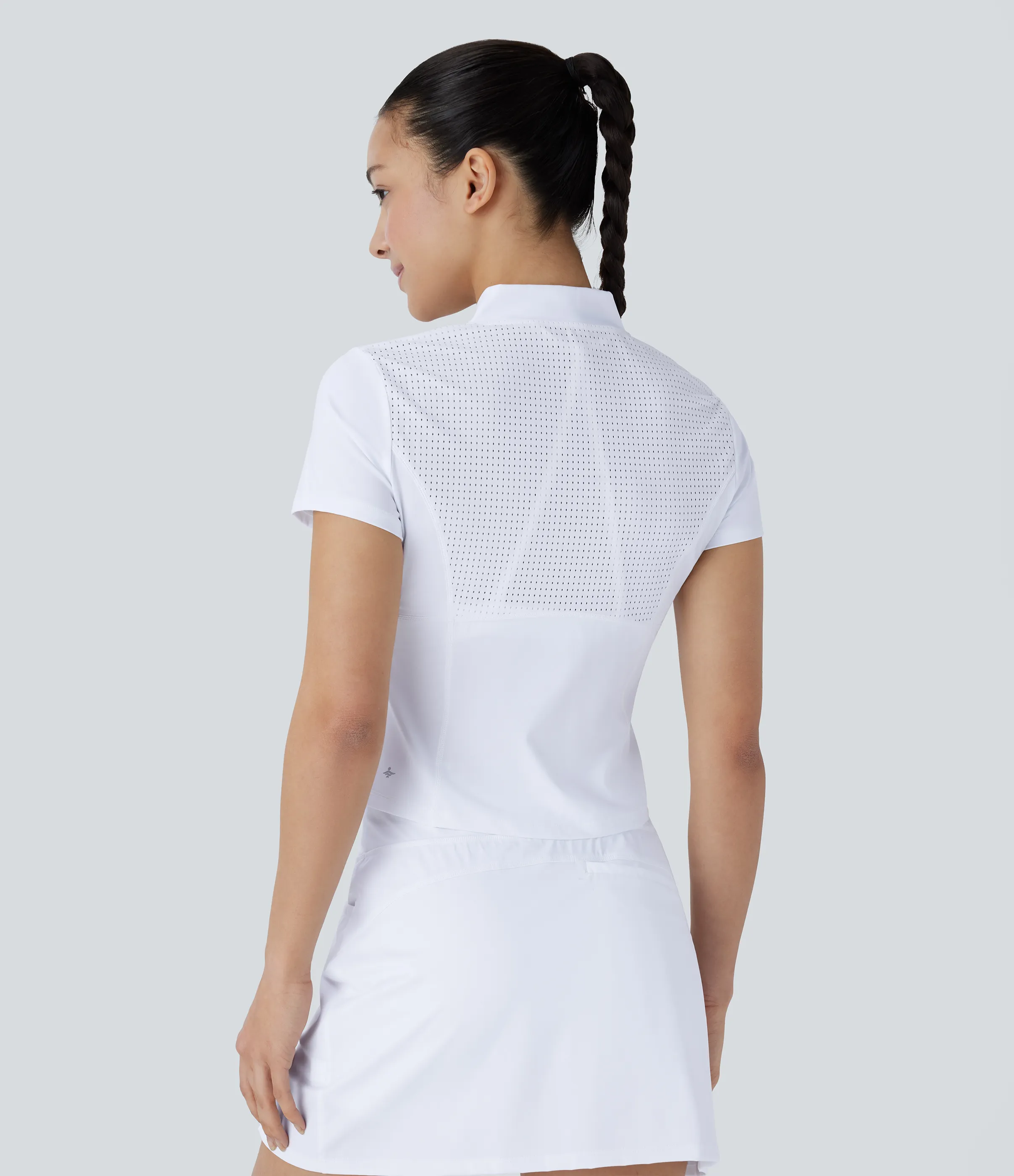 Halara Camiseta deportiva golf manga corta cuello alto media cremallera corte tacto fresco secado rápido - White - M sold by Halara product image thumbnail 3