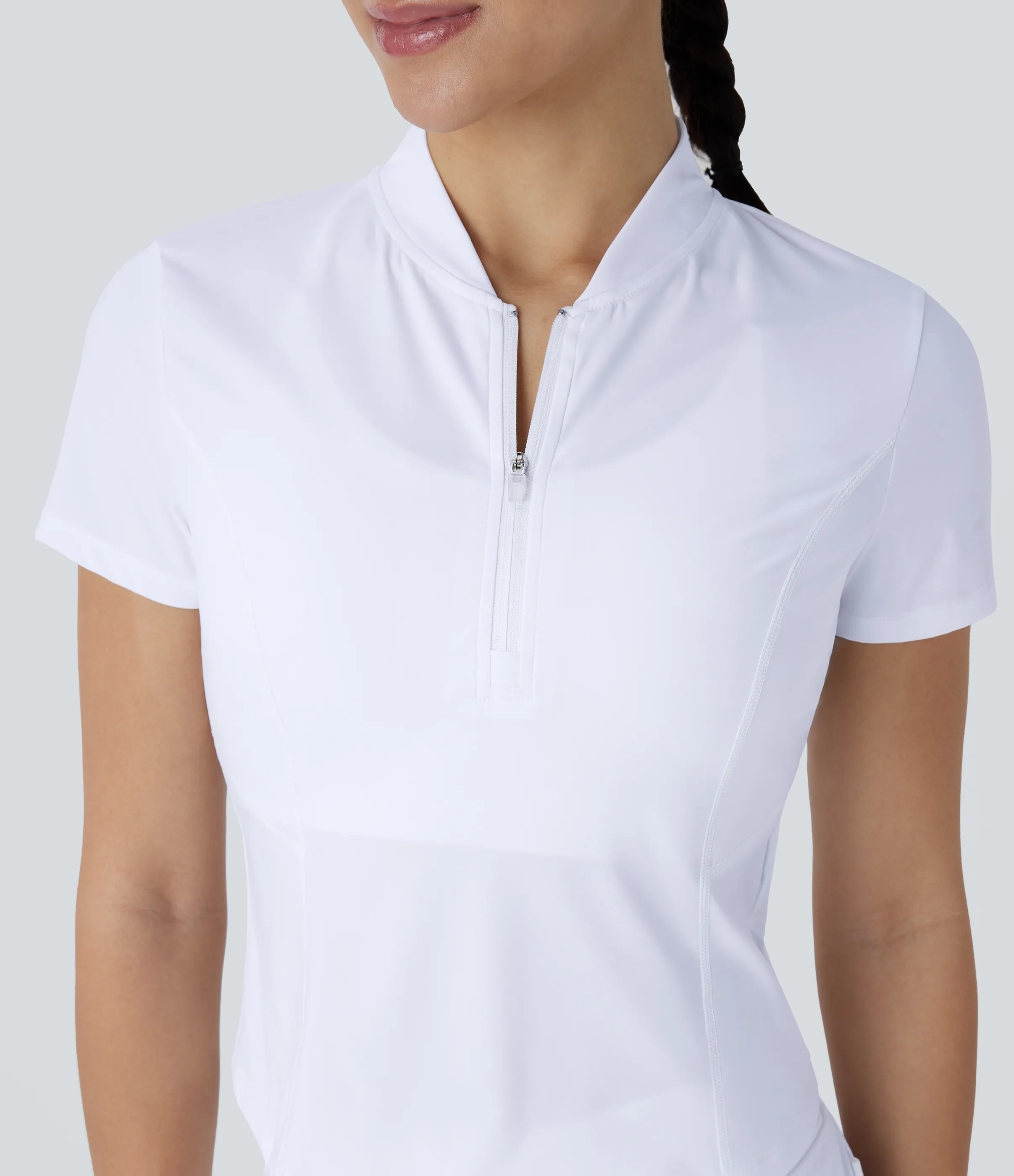 Halara Camiseta deportiva golf manga corta cuello alto media cremallera corte tacto fresco secado rápido - White - M sold by Halara product image thumbnail 5