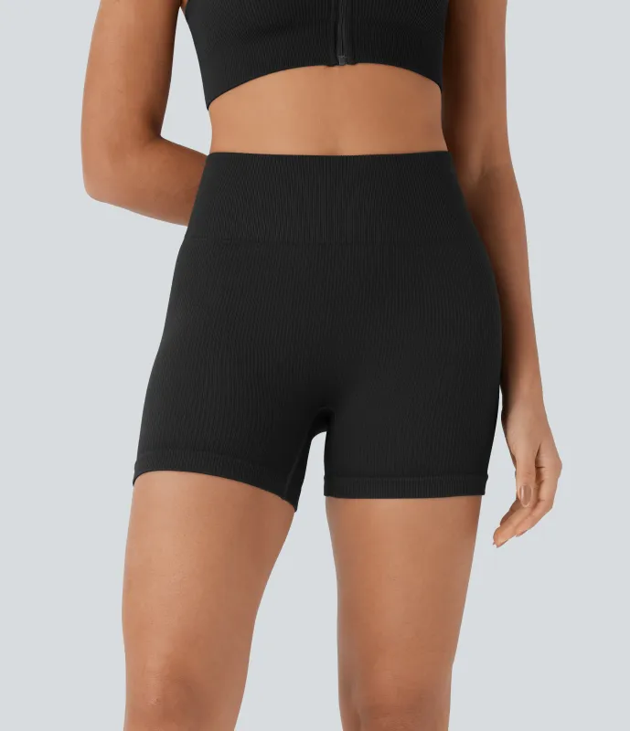 Halara Pantalón corto yoga tiro alto fluido sin costura 10cm - Black - XL sold by Halara