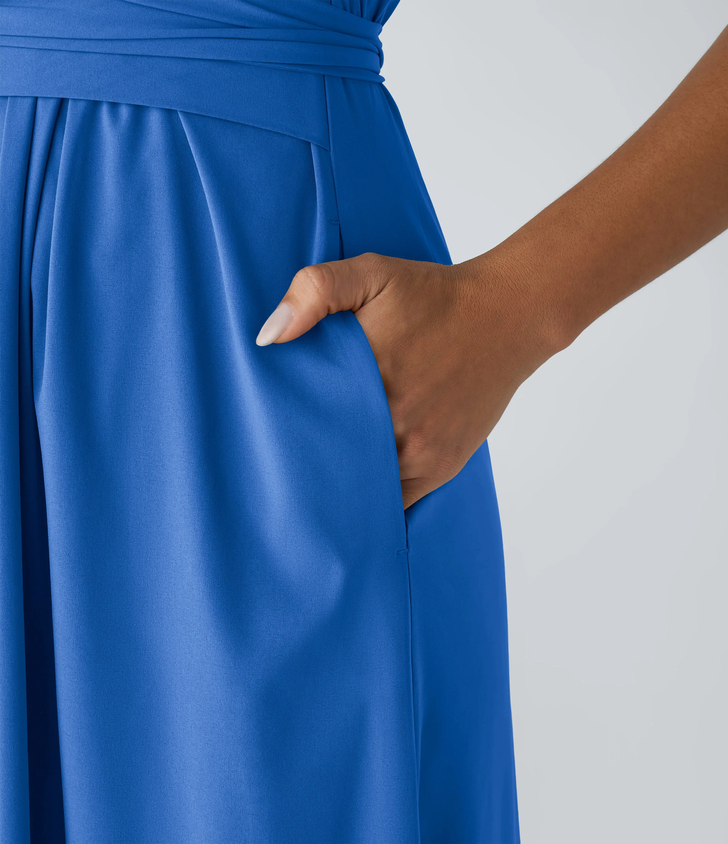 Halara Vestido midi Breezeful™ secado rápido cuello V manga corta bolsillo lateral lazo espalda - Nebulas Blue - XS sold by Halara product image thumbnail 5