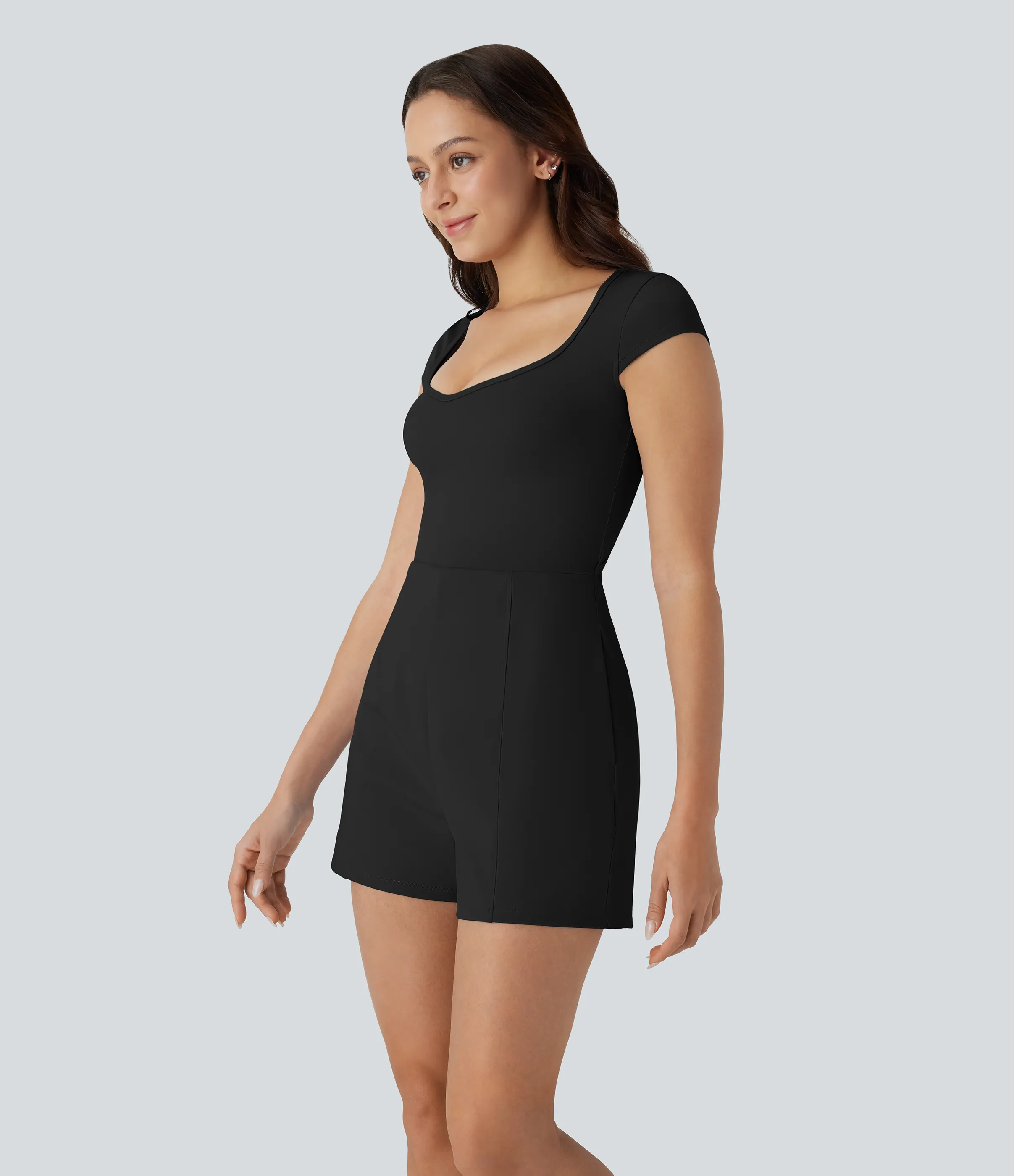 Halara Mono Softlyzero™ Airy yoga cuello U manga corta bolsillo lateral tacto fresco - Easy Peezy - Black - L sold by Halara product image thumbnail 4