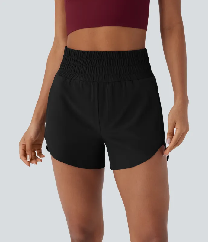 Halara Pantalón corto Breezeful™ correr secado rápido 2 en 1 dobladillo curvo tiro alto múltiple bolsillo 8.8cm - Black - XS made by Halara