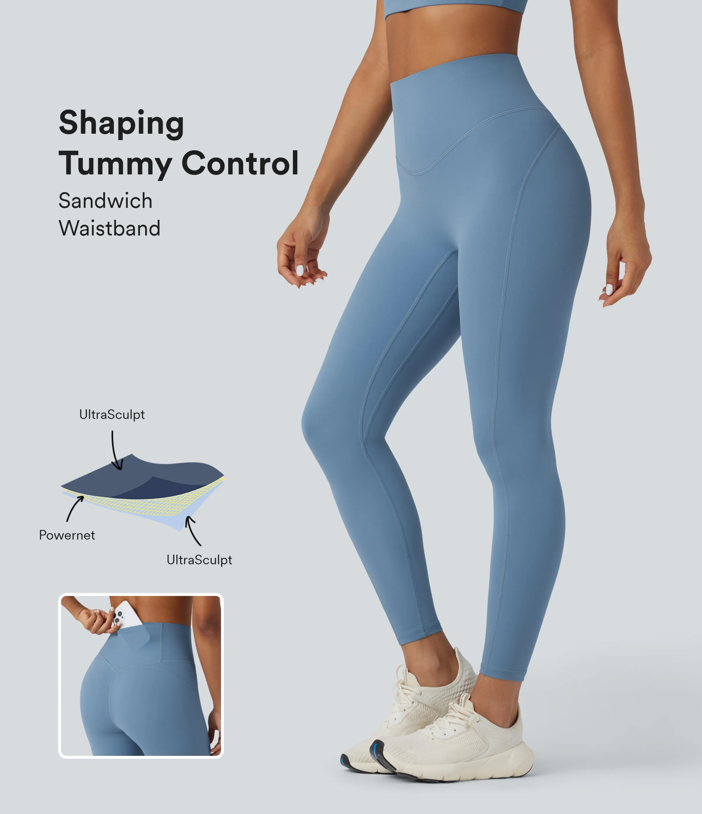 Halara Leggings de entrenamiento Halara UltraSculpt™ moldeadores con control de abdomen y tiro alto con bolsillo - Whale Blue - L(7/8) sold by Halara