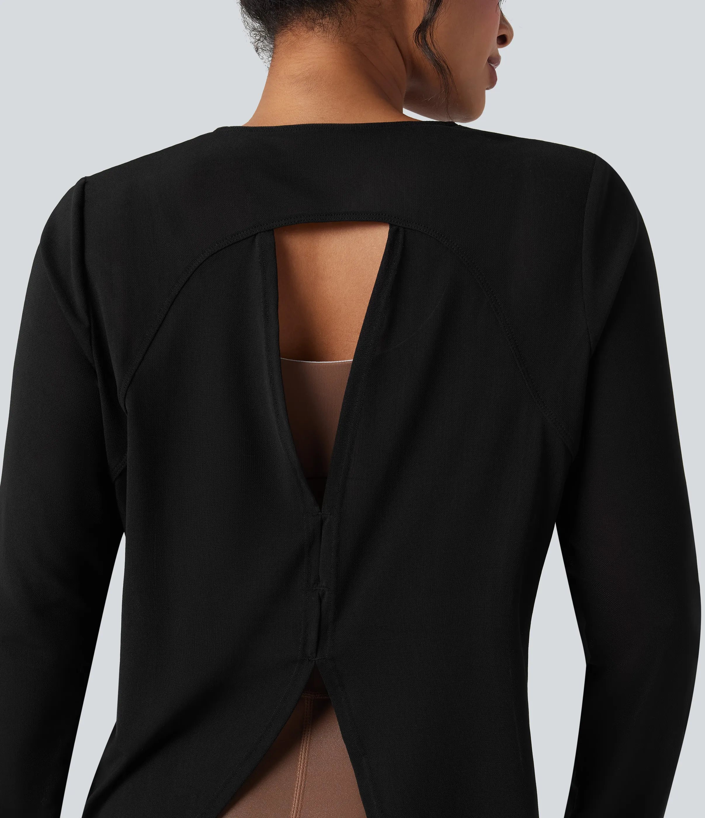 Halara Top deportivo de yoga de manga larga con aberturas de malla transparente - Black - XL sold by Halara product image thumbnail 5