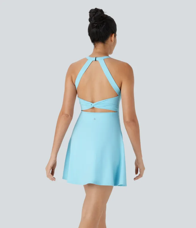 Halara Vestido activo baile vuelo retorcido sin espalda-Longitud más larga-Edición Easy Peezy - Spun Sugar - M sold by Halara