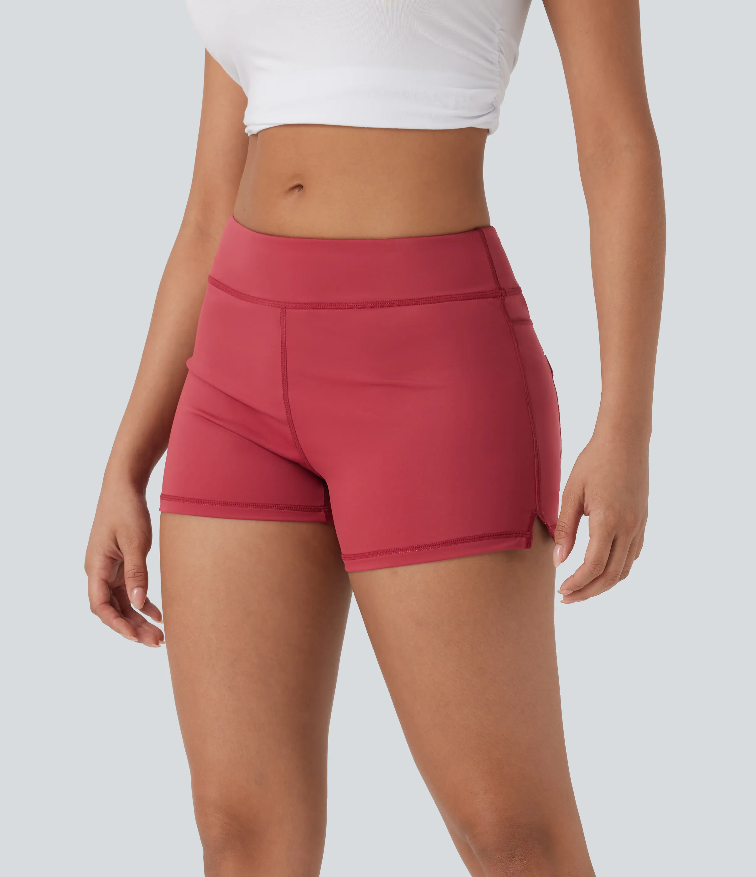 Halara Shorts bikers de yoga de tiro bajo de 7.5cm con bolsillos - Chrysanthemum - L sold by Halara product image thumbnail 4