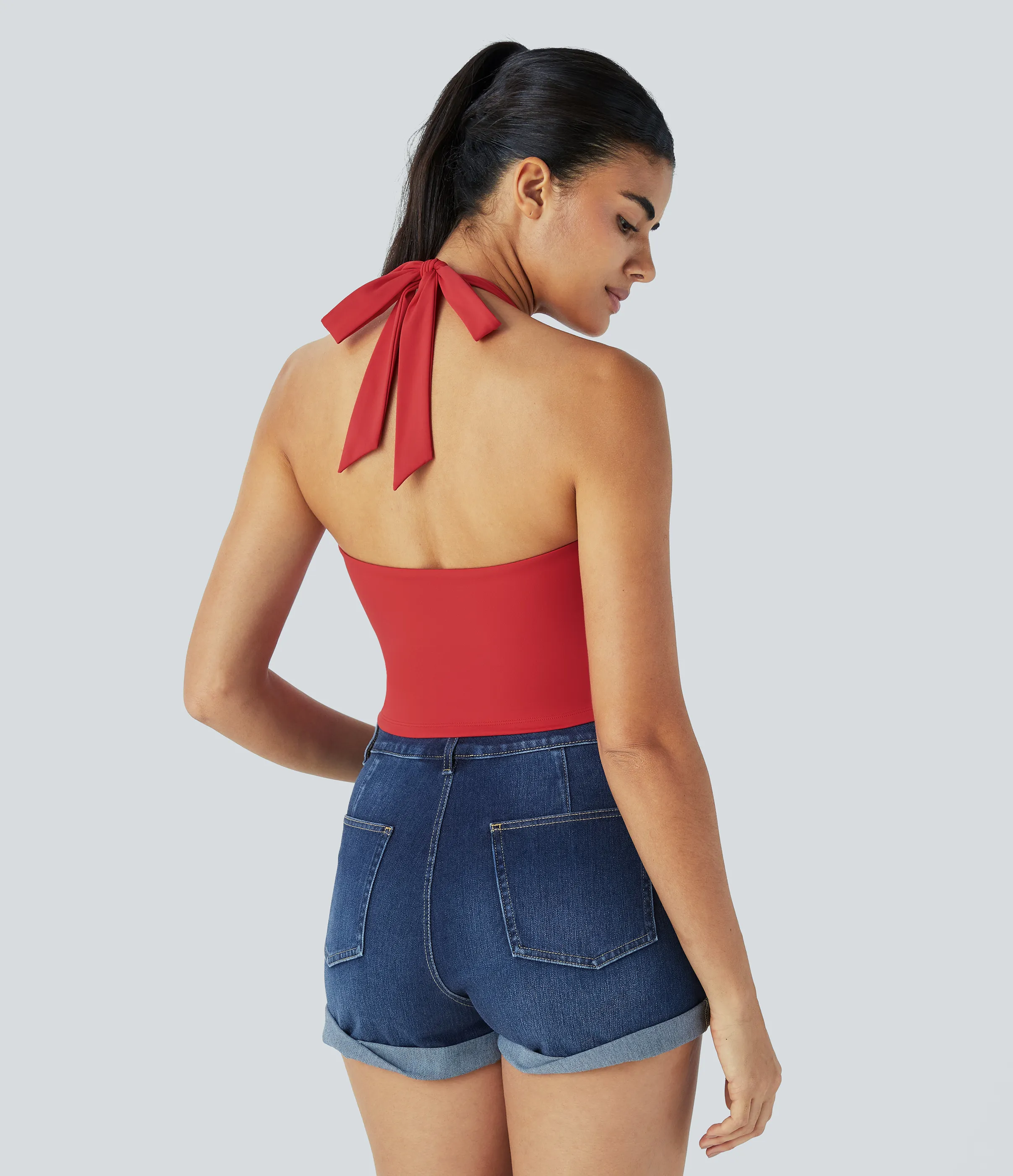 Halara Camiseta sin mangas recortada sin espalda lazo halter - Salsa - XL sold by Halara product image thumbnail 3