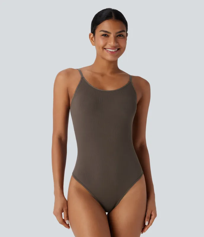 Halara Body liso sin costuras con espalda descubierta, tirantes ajustables y botones a presión - Canteen - L sold by Halara