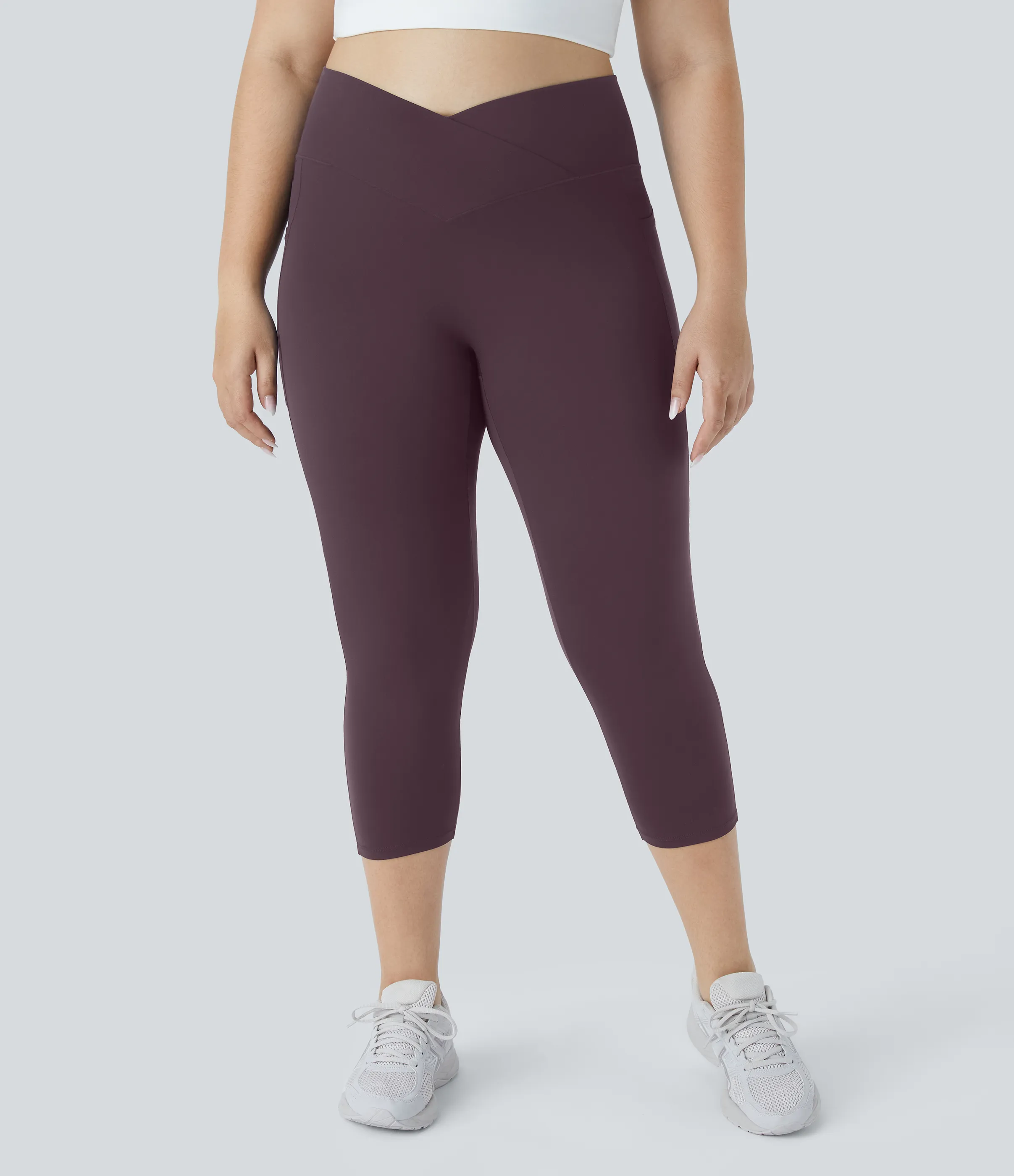 Halara Leggings Capri Softlyzero™ Yoga talla grande bolsillo cruzado tiro alto UPF50+ - Dusky Evening purple - 3X sold by Halara product image thumbnail 2