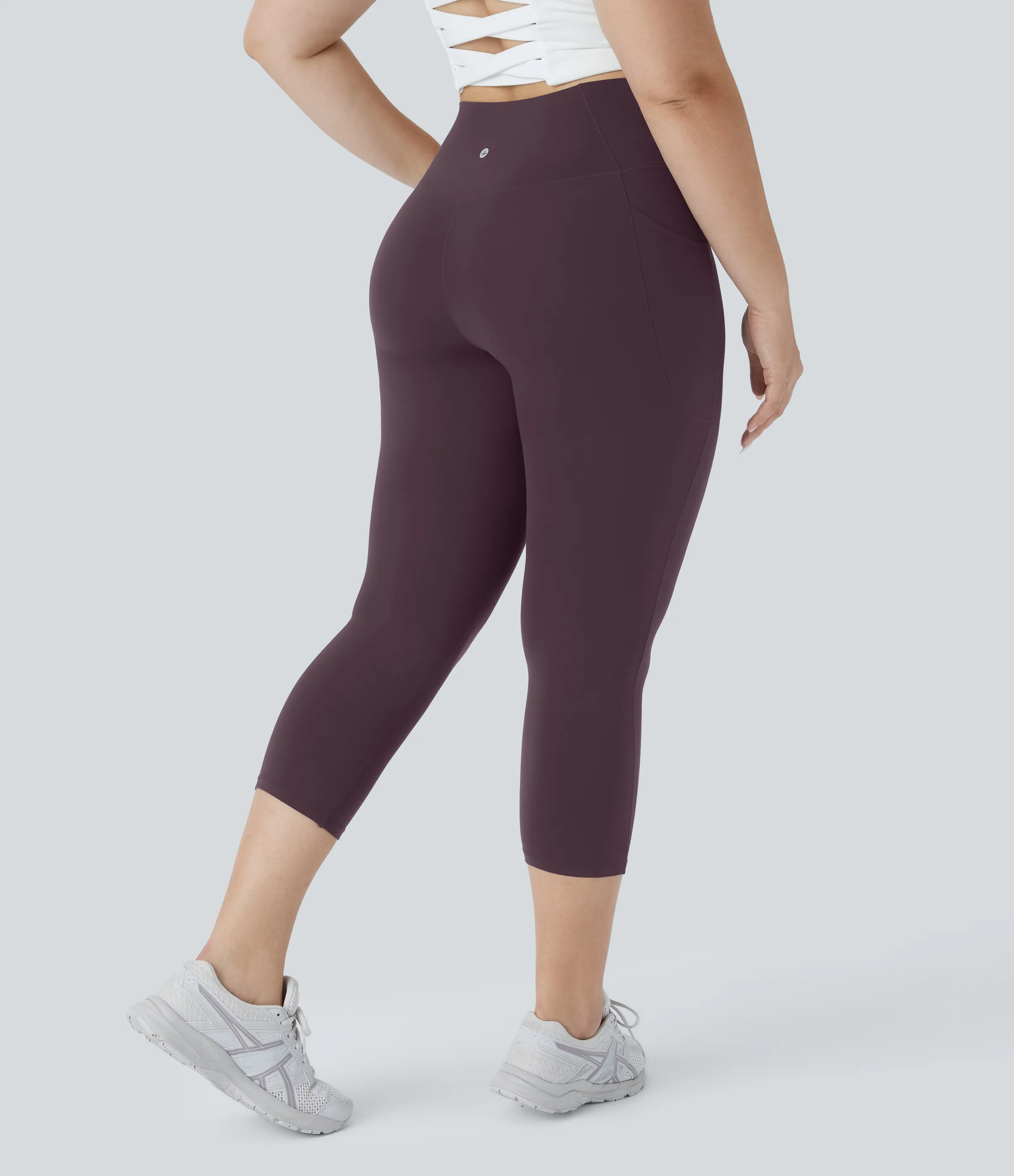 Halara Leggings Capri Softlyzero™ Yoga talla grande bolsillo cruzado tiro alto UPF50+ - Dusky Evening purple - 3X sold by Halara product image thumbnail 3