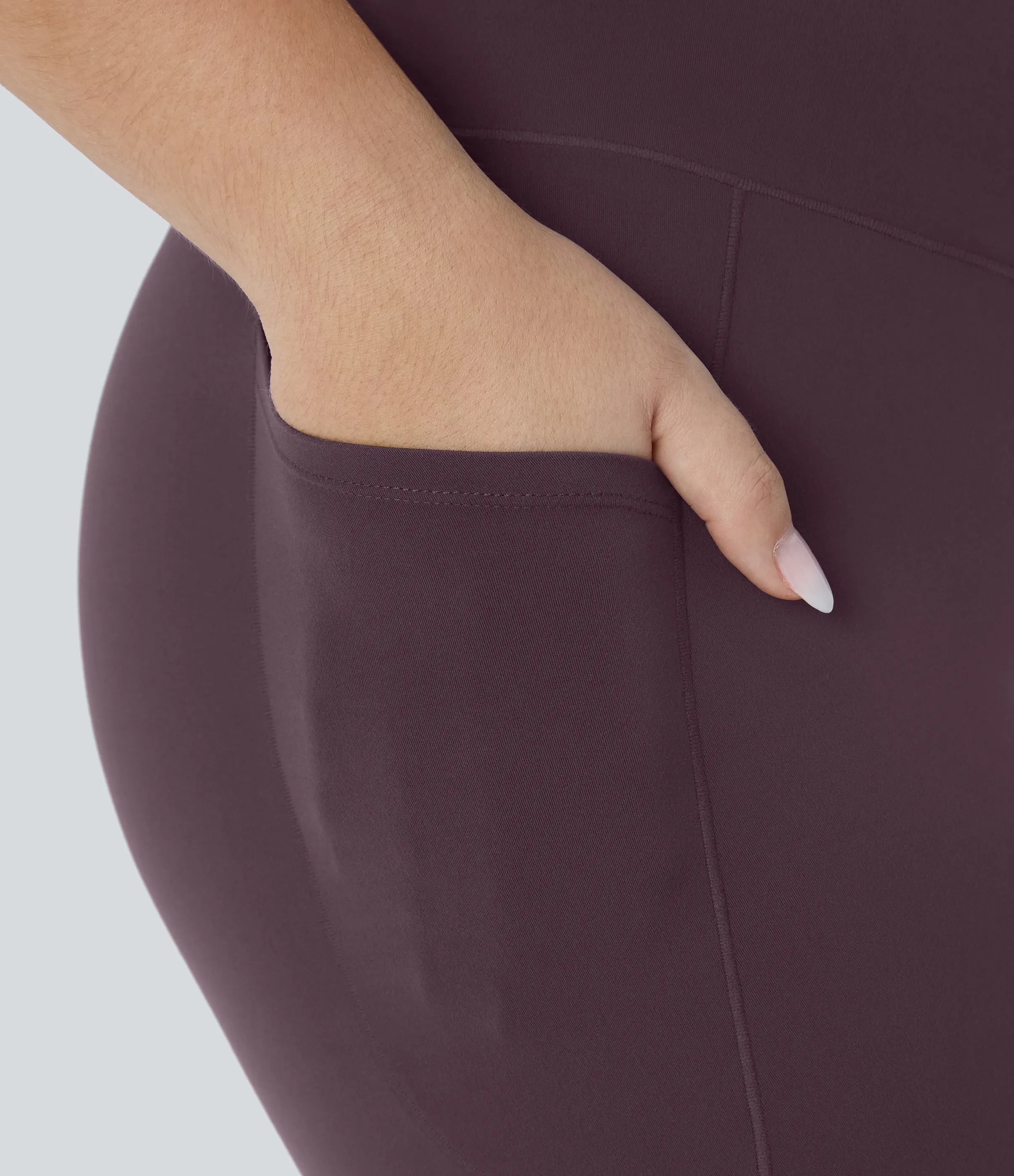Halara Leggings Capri Softlyzero™ Yoga talla grande bolsillo cruzado tiro alto UPF50+ - Dusky Evening purple - 3X sold by Halara product image thumbnail 5