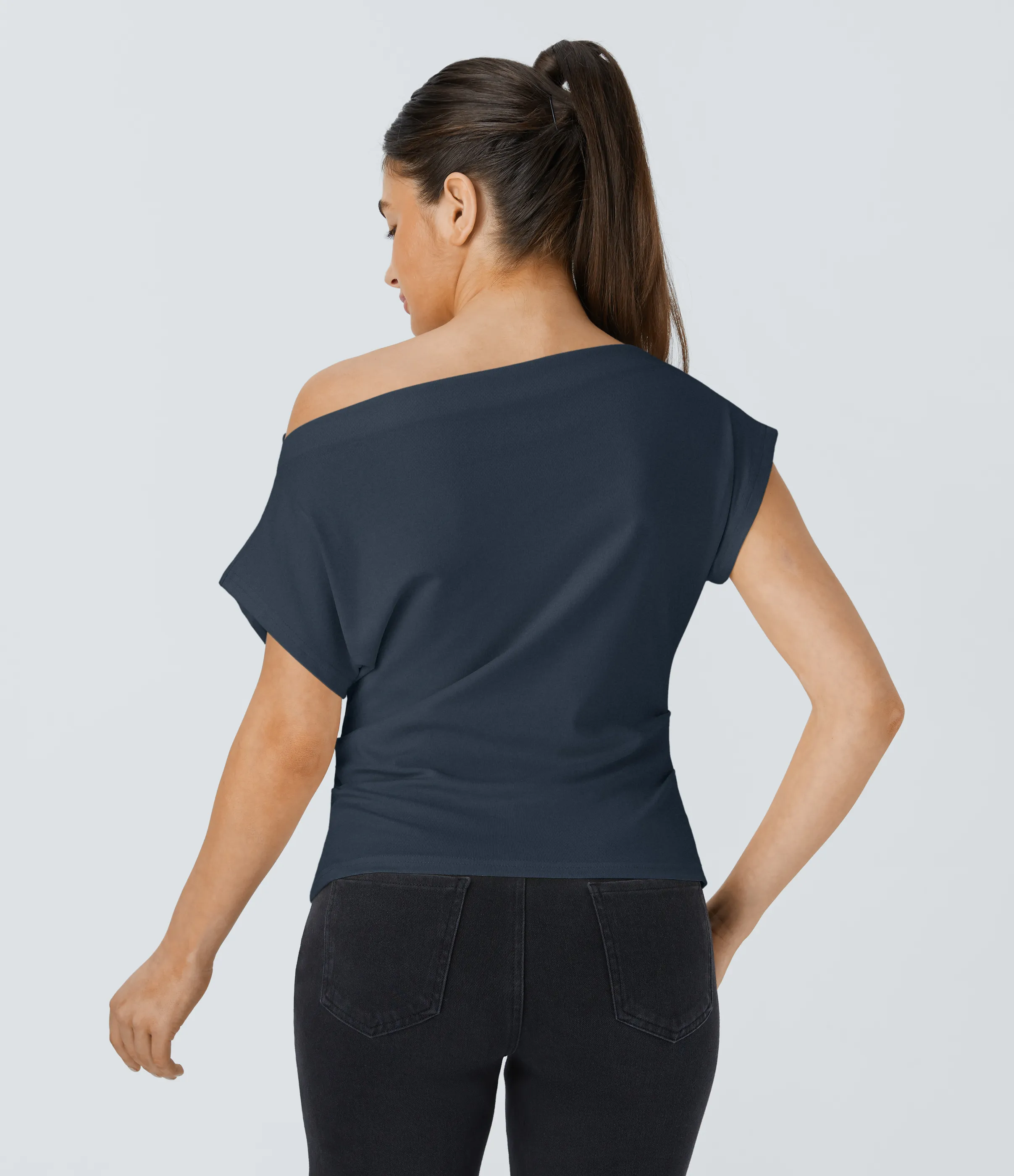 Halara Blusa fruncida manga corta sin hombro - Sea Storm - L sold by Halara product image thumbnail 3