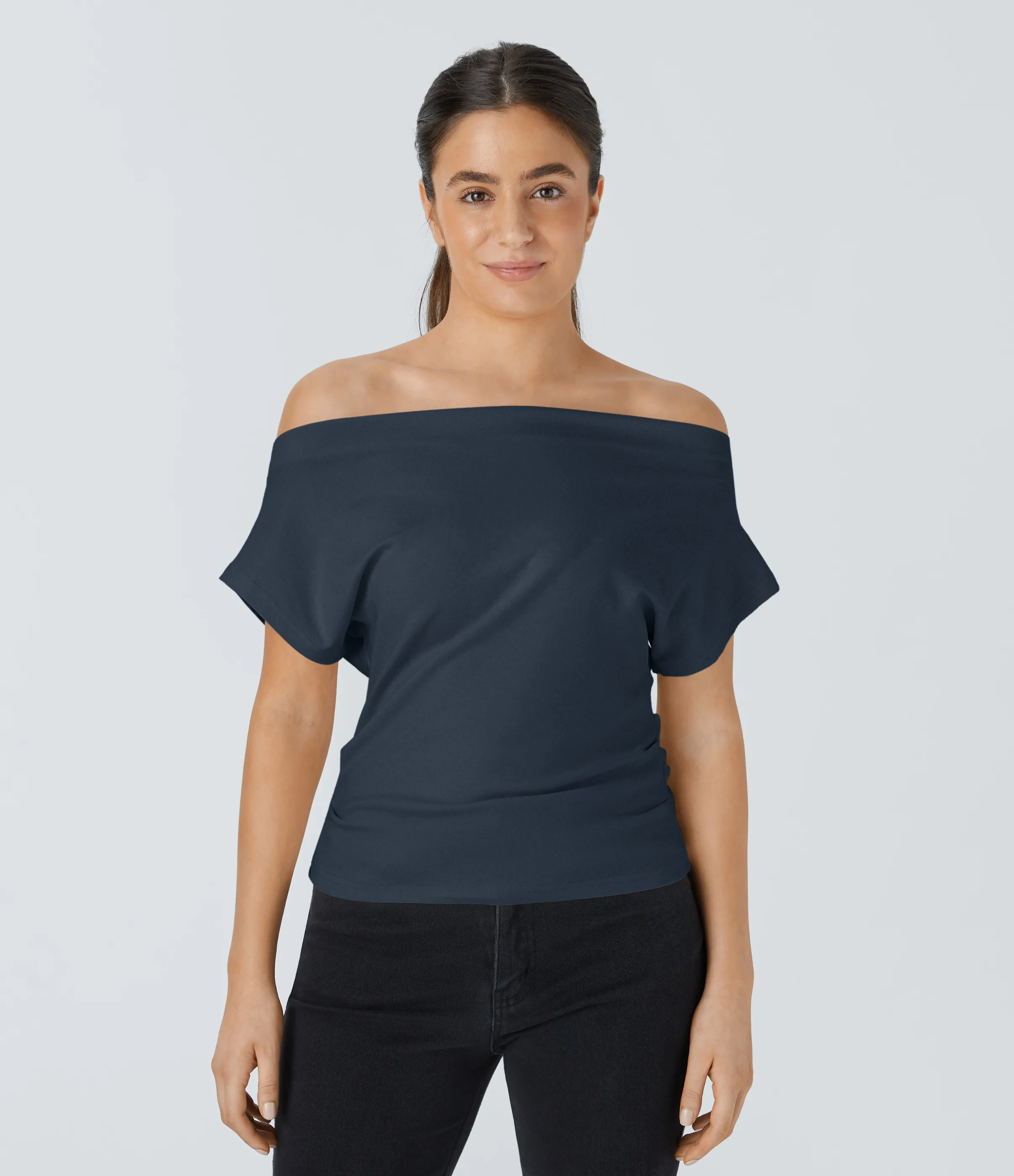 Halara Blusa fruncida manga corta sin hombro - Sea Storm - L sold by Halara product image thumbnail 5