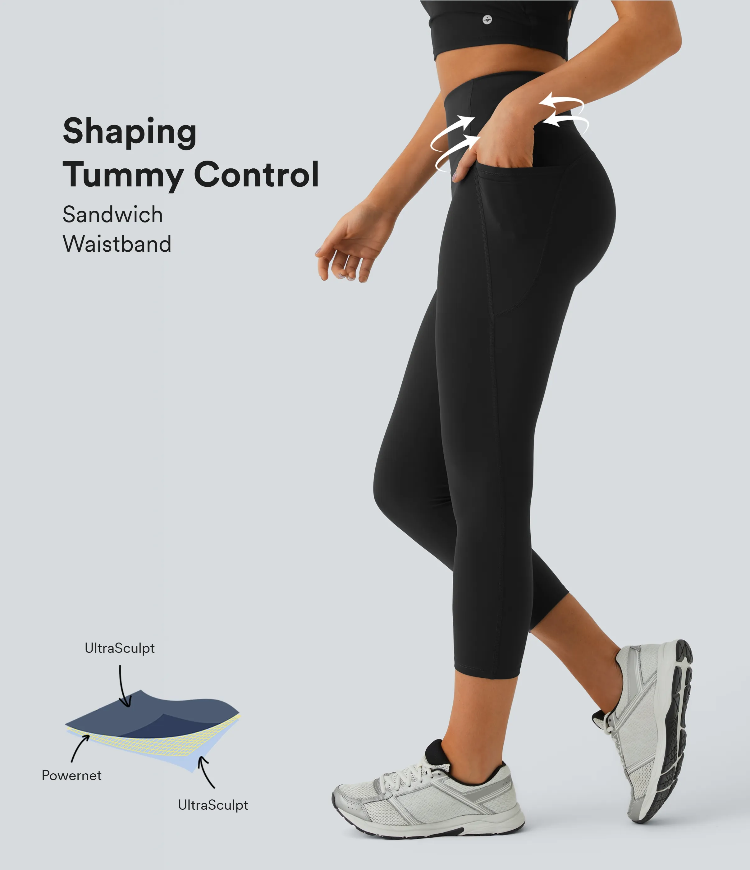 Halara Leggings capri SoCinched entrenamiento bolsillo lateral tiro alto - Black - L sold by Halara product image thumbnail 2