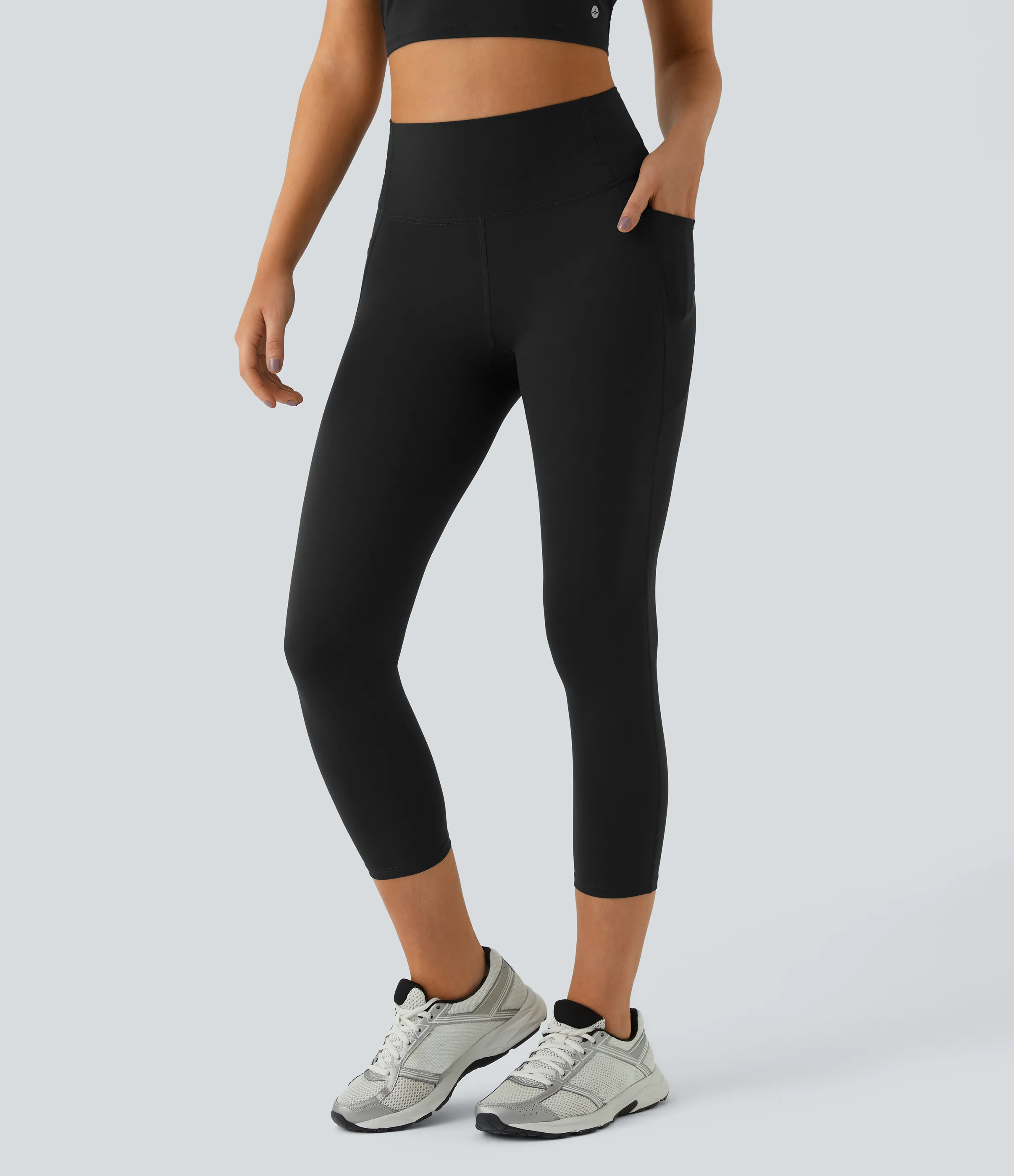 Halara Leggings capri SoCinched entrenamiento bolsillo lateral tiro alto - Black - L sold by Halara product image thumbnail 4