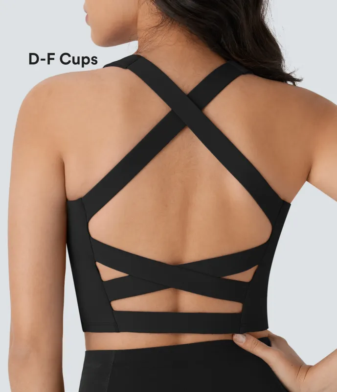 Halara Top corto de yoga SoftlyZero™ Airy con escote cuadrado y tacto fresco en copas D-F - Black - M sold by Halara