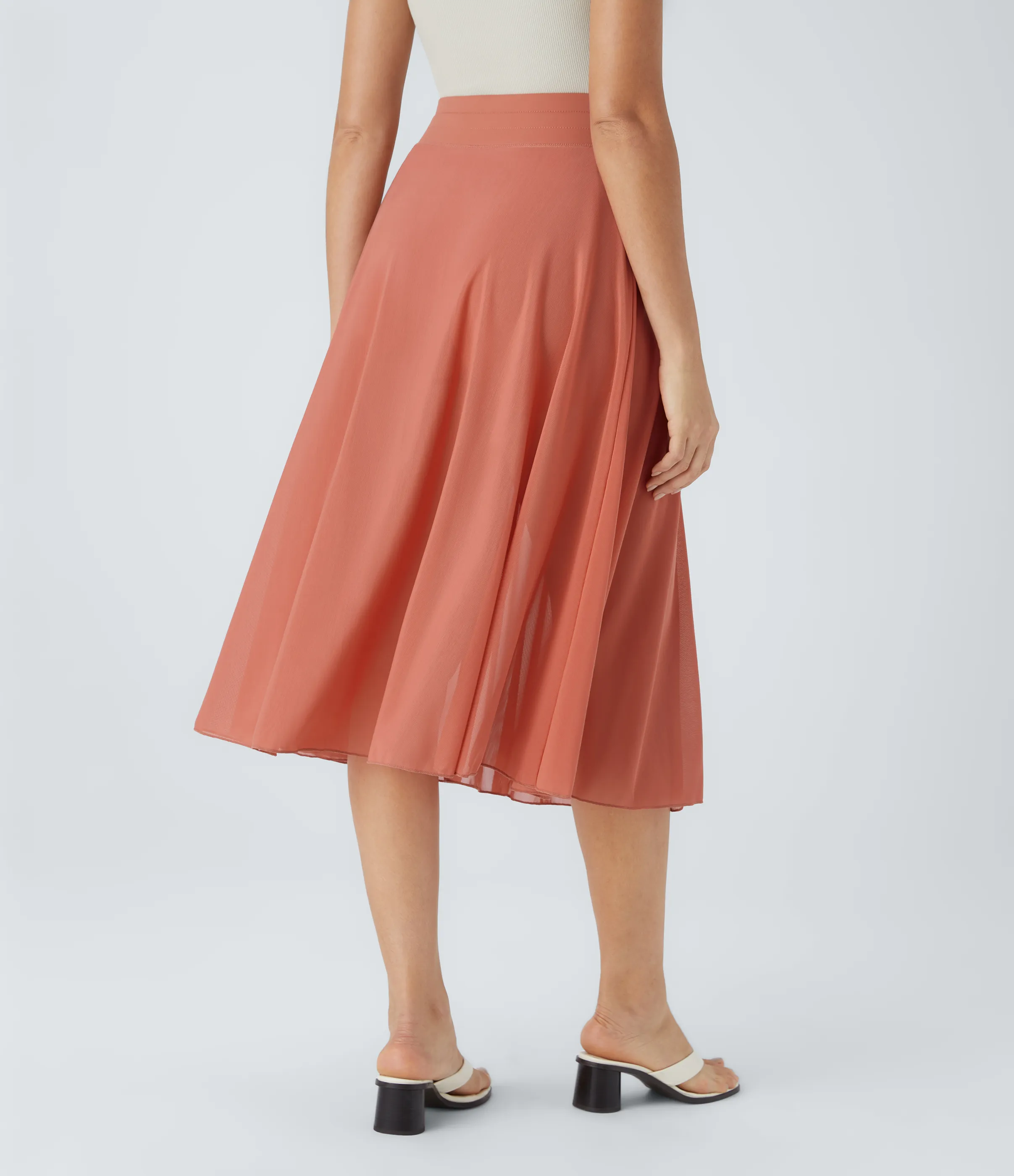 Halara Falda midi casual 2 en 1 acampanada con bolsillo lateral de tiro alto con cordón y malla en contraste - Apricot Brandy - M sold by Halara product image thumbnail 3