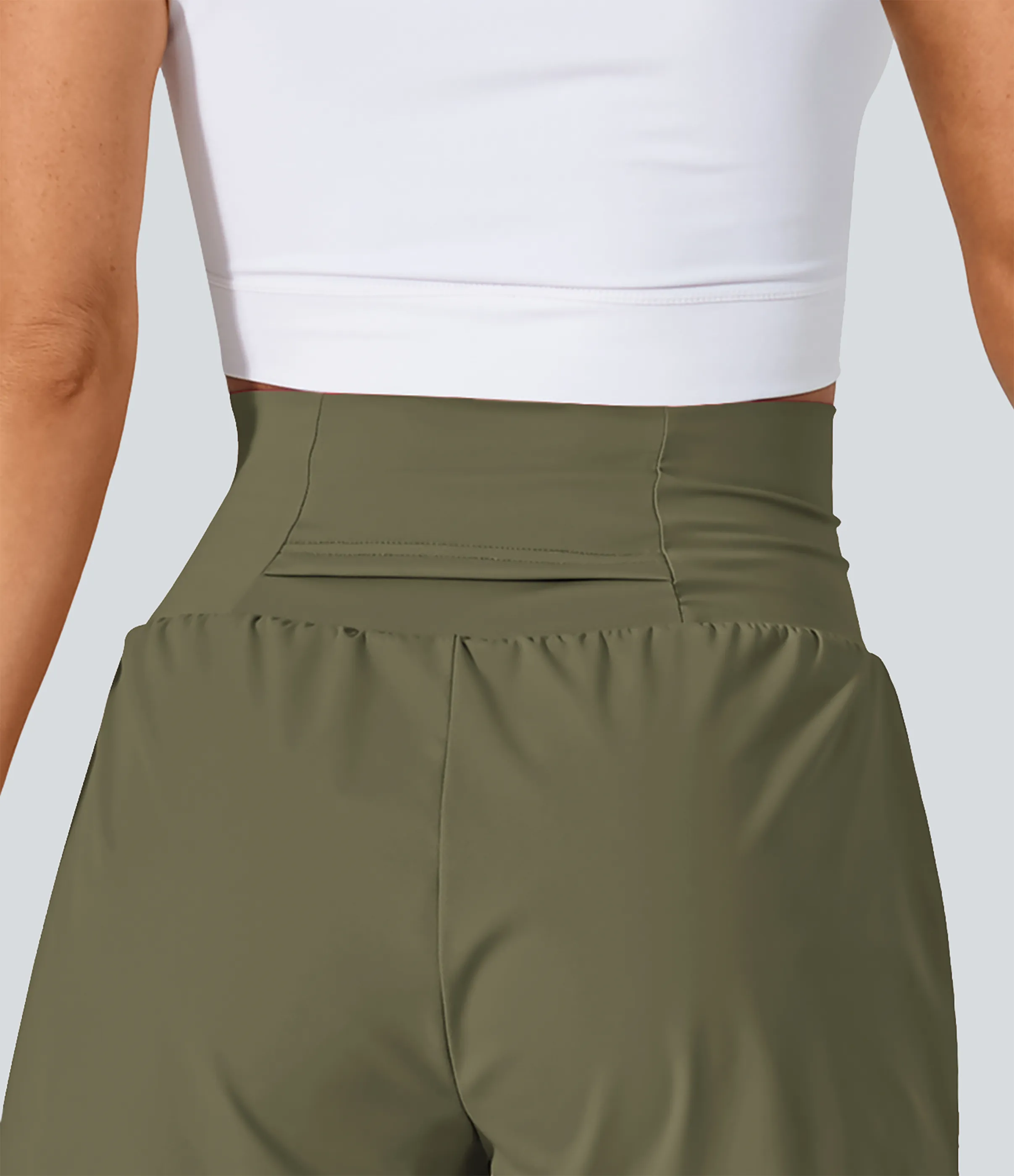 Halara Pantalón corto yoga 2 en 1 bolsillo trasero oculto tiro súper alto bolsillo lateral oculto 6.3cm - Withered Green - M sold by Halara product image thumbnail 5