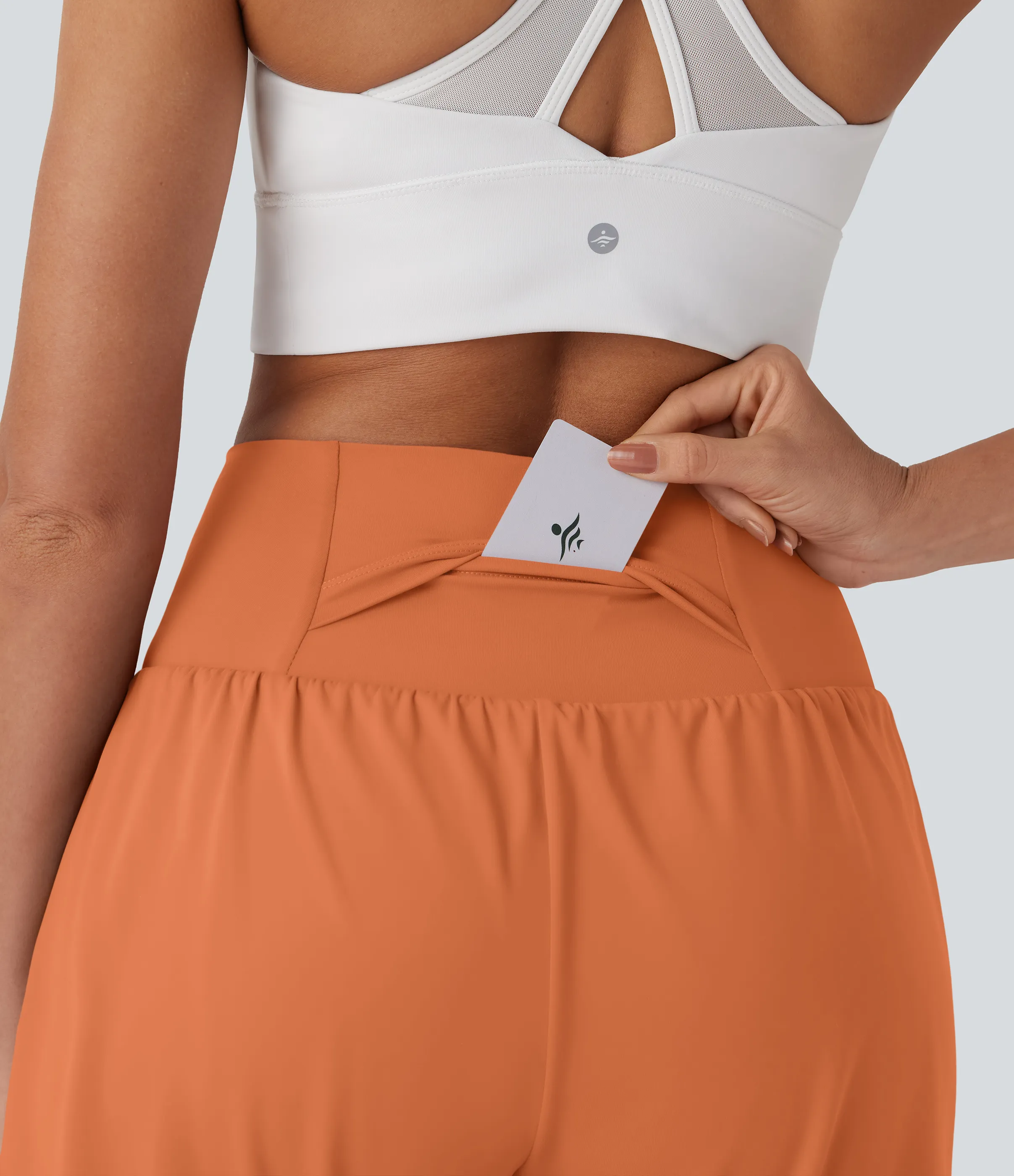 Halara Pantalones cortos de yoga Softlyzero™ Airy 2 en 1 de 17.5cm de tiro alto con tacto fresco y bolsillos - Dusty Orange - XL sold by Halara product image thumbnail 5