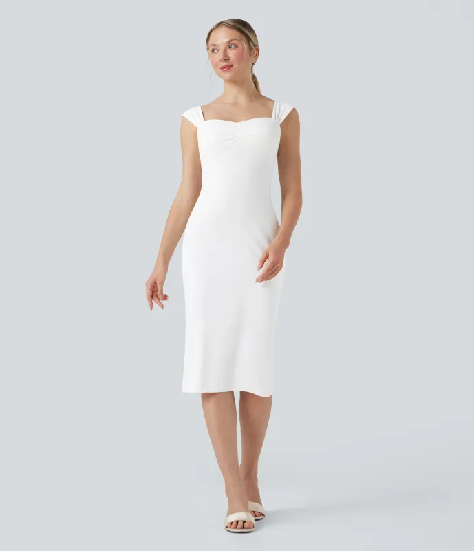 Halara Vestido midi ajustado con escote corazón - White - XL sold by Halara