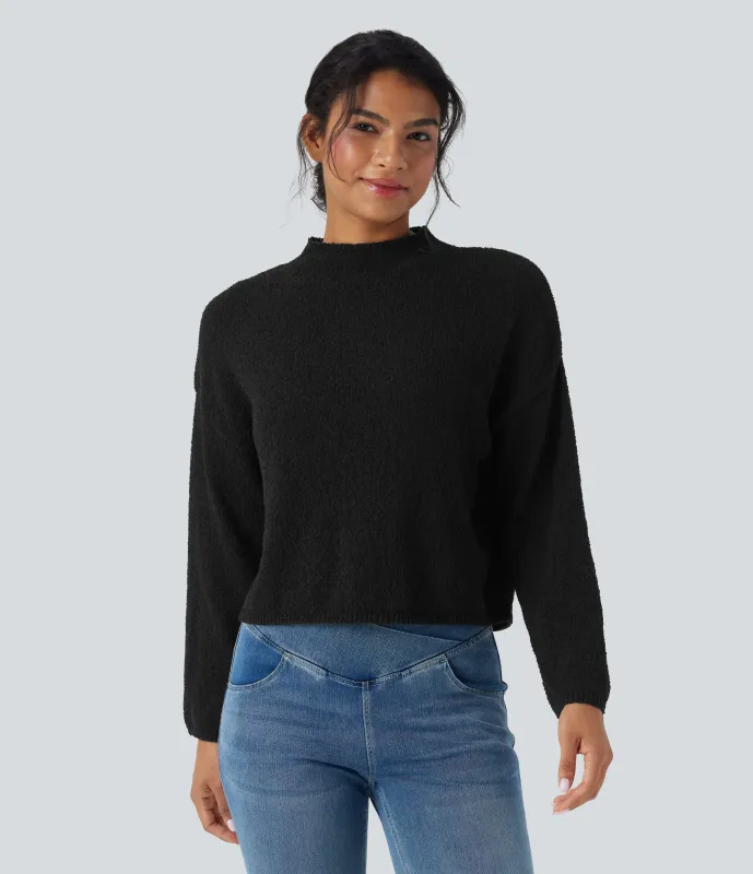 Halara Suéter casual de manga larga con cuello alto - Black - XL sold by Halara