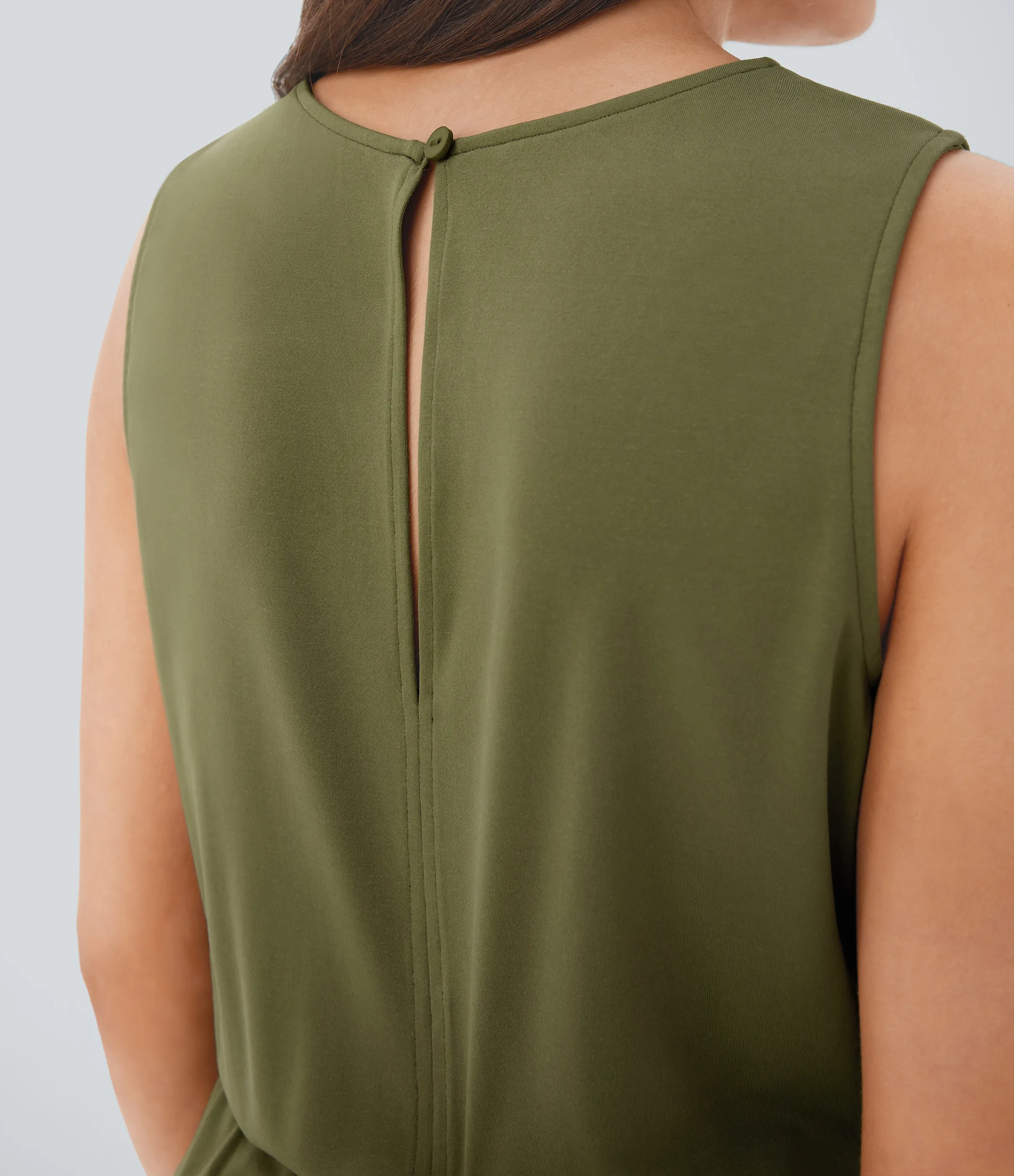 Halara Mono cuello redondo sin mangas abertura espalda cordón ajustable bolsillo lateral - Olive Drab - L sold by Halara product image thumbnail 5