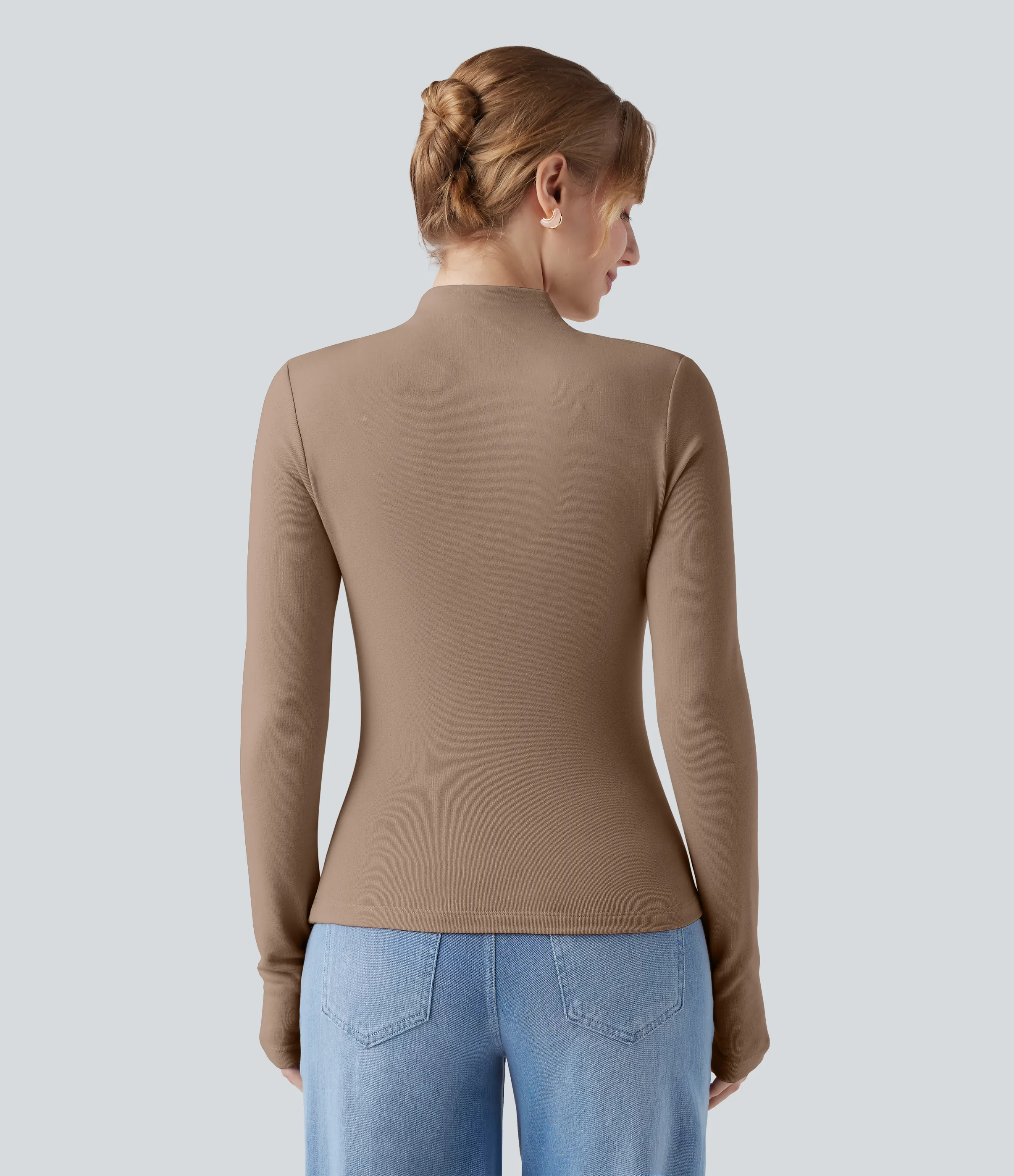 Halara Top casual térmico de cuello alto de manga larga con dobladillo asimétrico fruncido - Amphora - L sold by Halara product image thumbnail 3