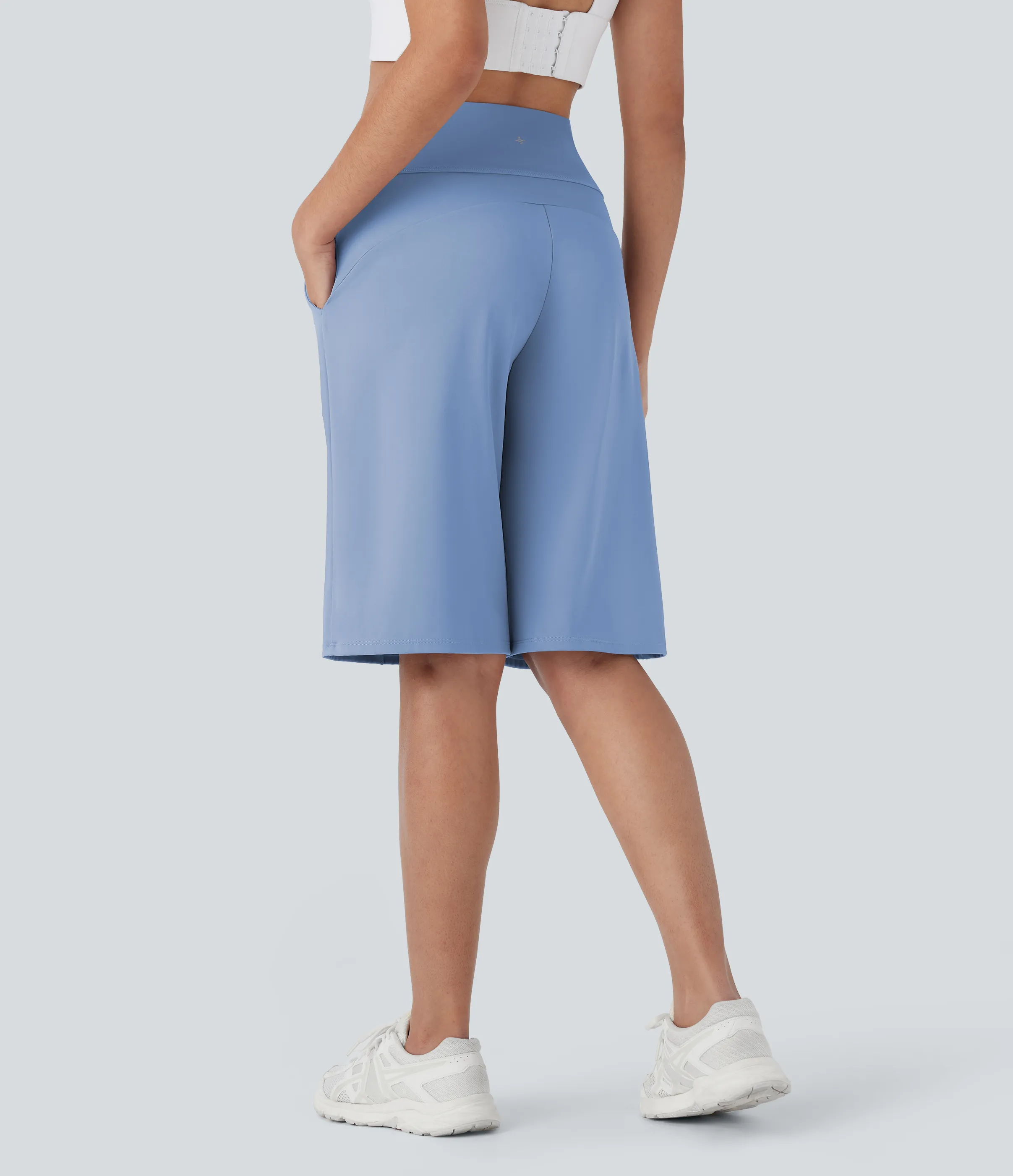 Halara Bermudas Softlyzero™ Airy entrenamiento tiro alto bolsillo lateral pierna recta tacto fresco - UPF 50+ - Bel Air Blue - L sold by Halara product image thumbnail 3