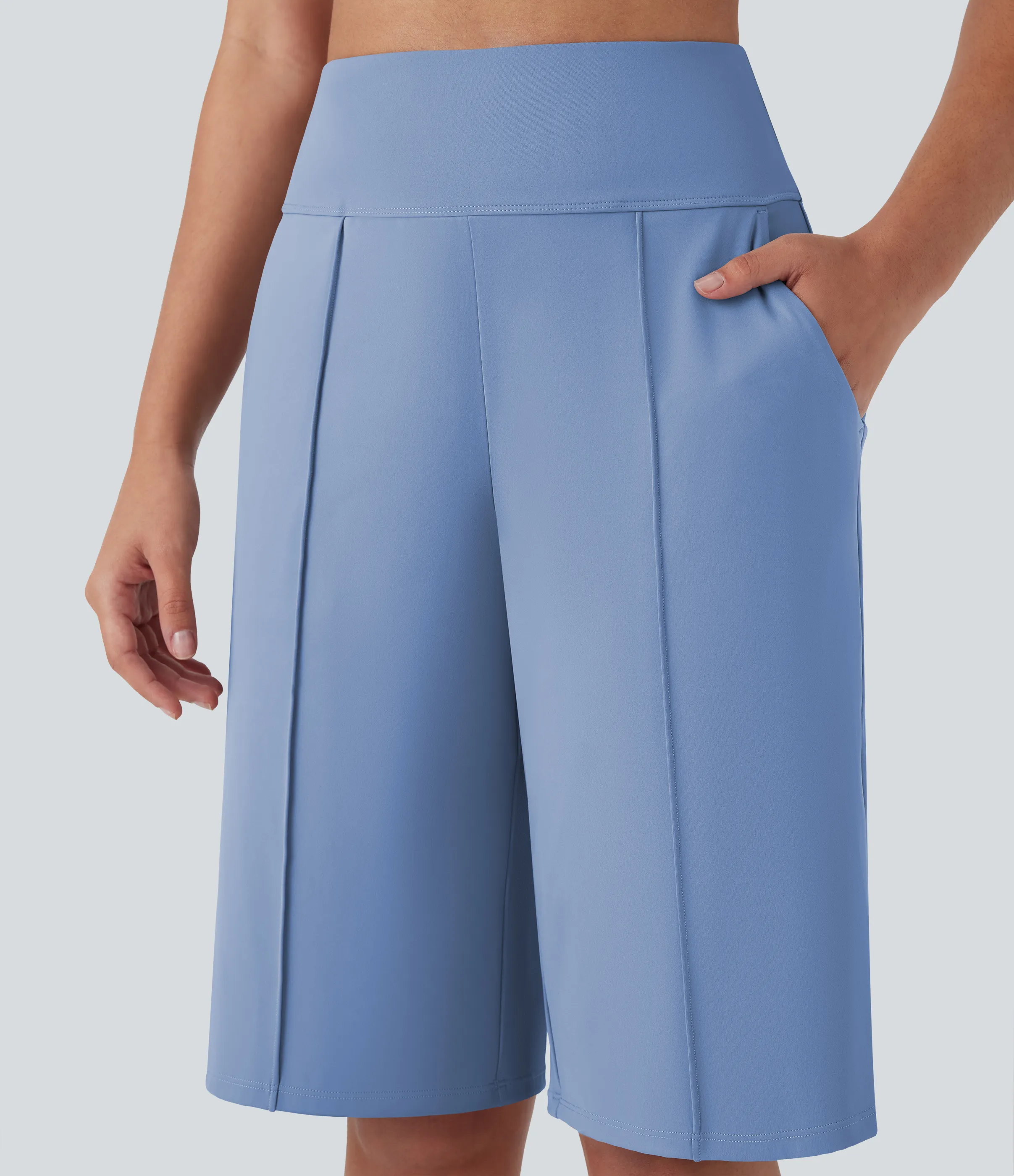 Halara Bermudas Softlyzero™ Airy entrenamiento tiro alto bolsillo lateral pierna recta tacto fresco - UPF 50+ - Bel Air Blue - L sold by Halara product image thumbnail 5